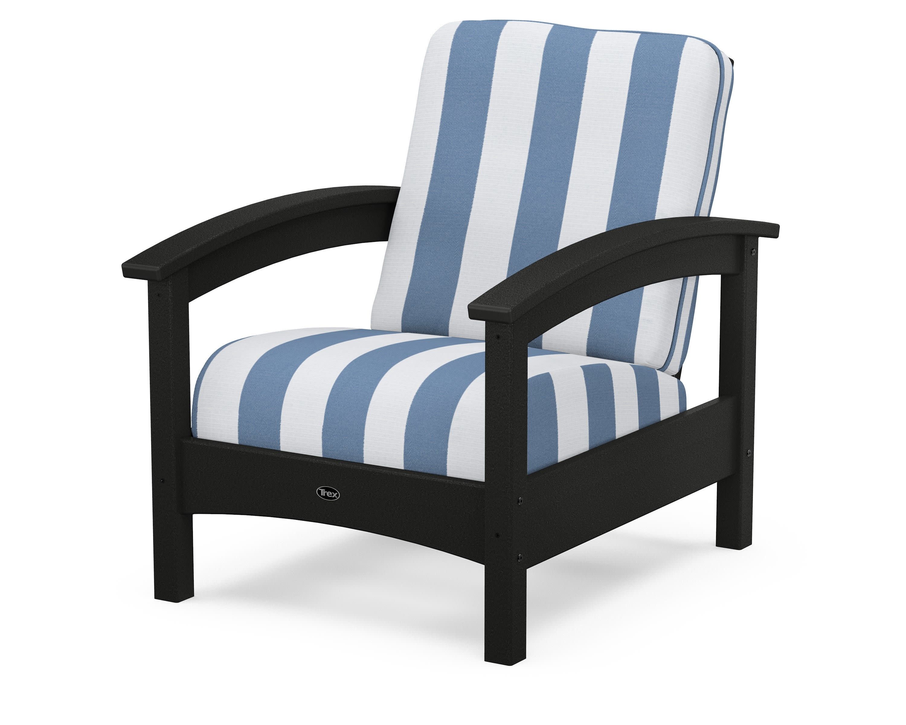 Rockport Club Chair in Charcoal Black / Cabana Stripe Sky Blue