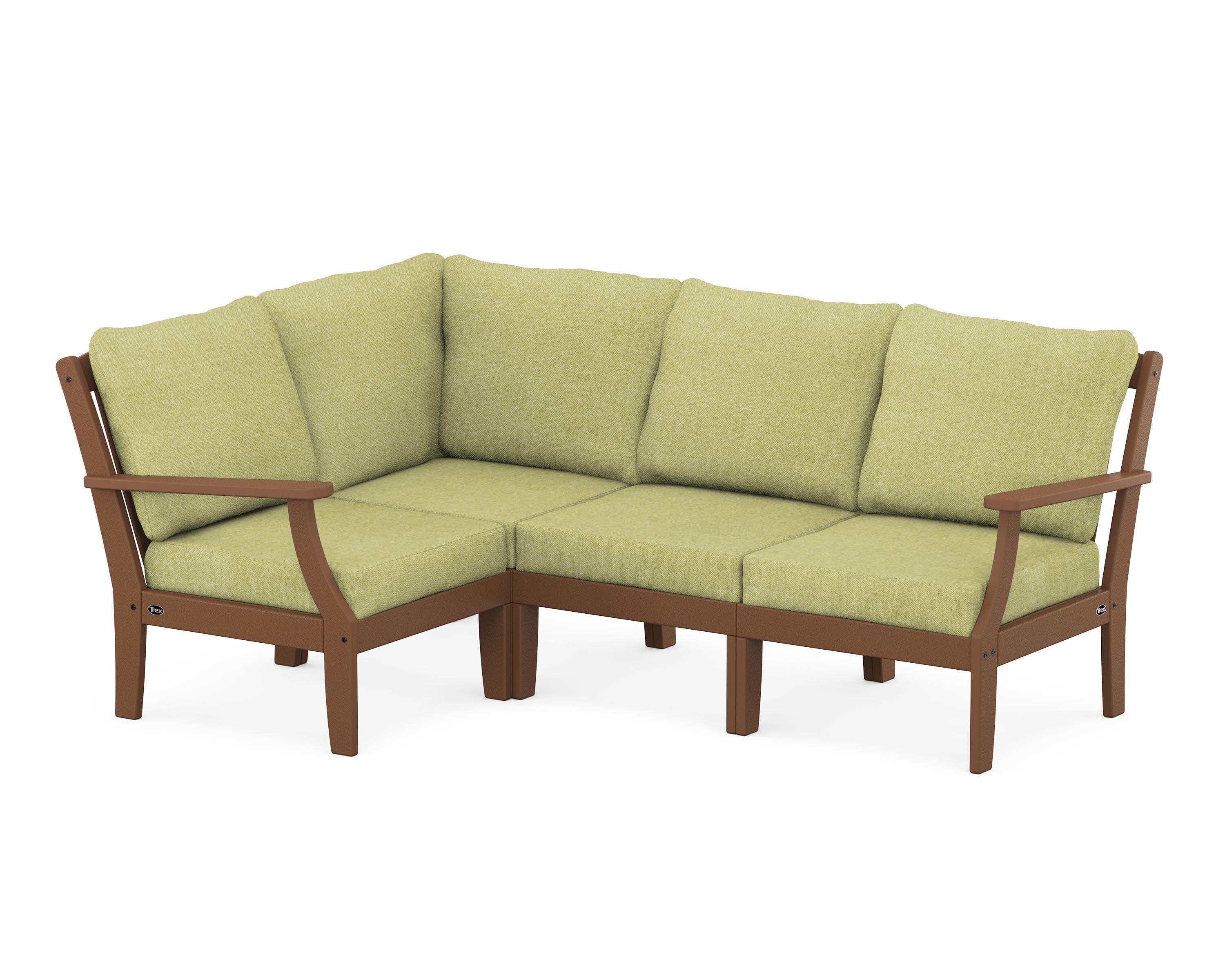 Yacht Club Modular 4-Piece Deep Seating Set in Tree House / Chartreuse Boucle