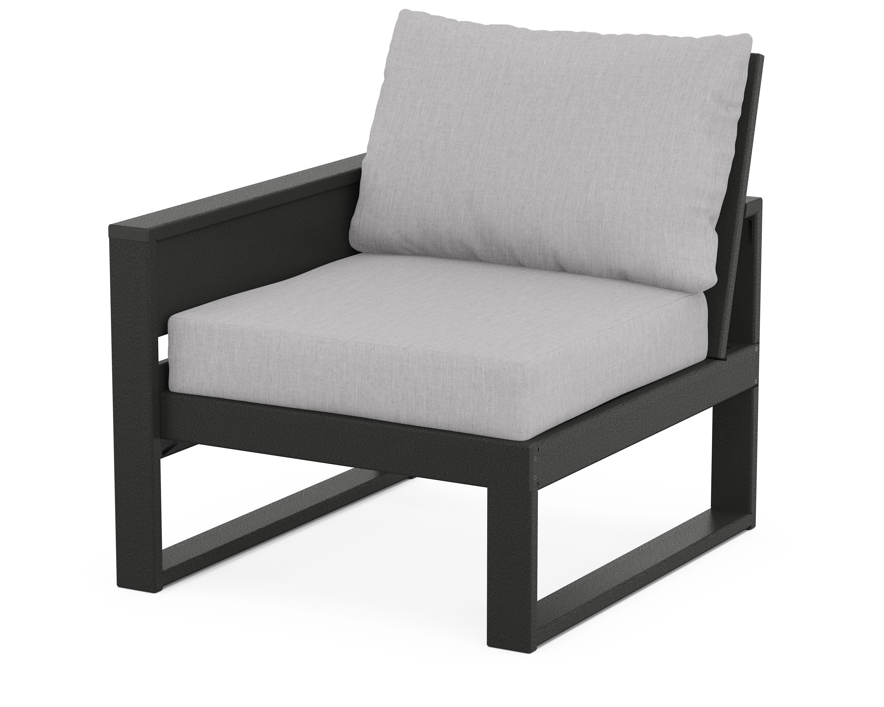 Eastport Modular Left Arm Chair in Charcoal Black / Granite