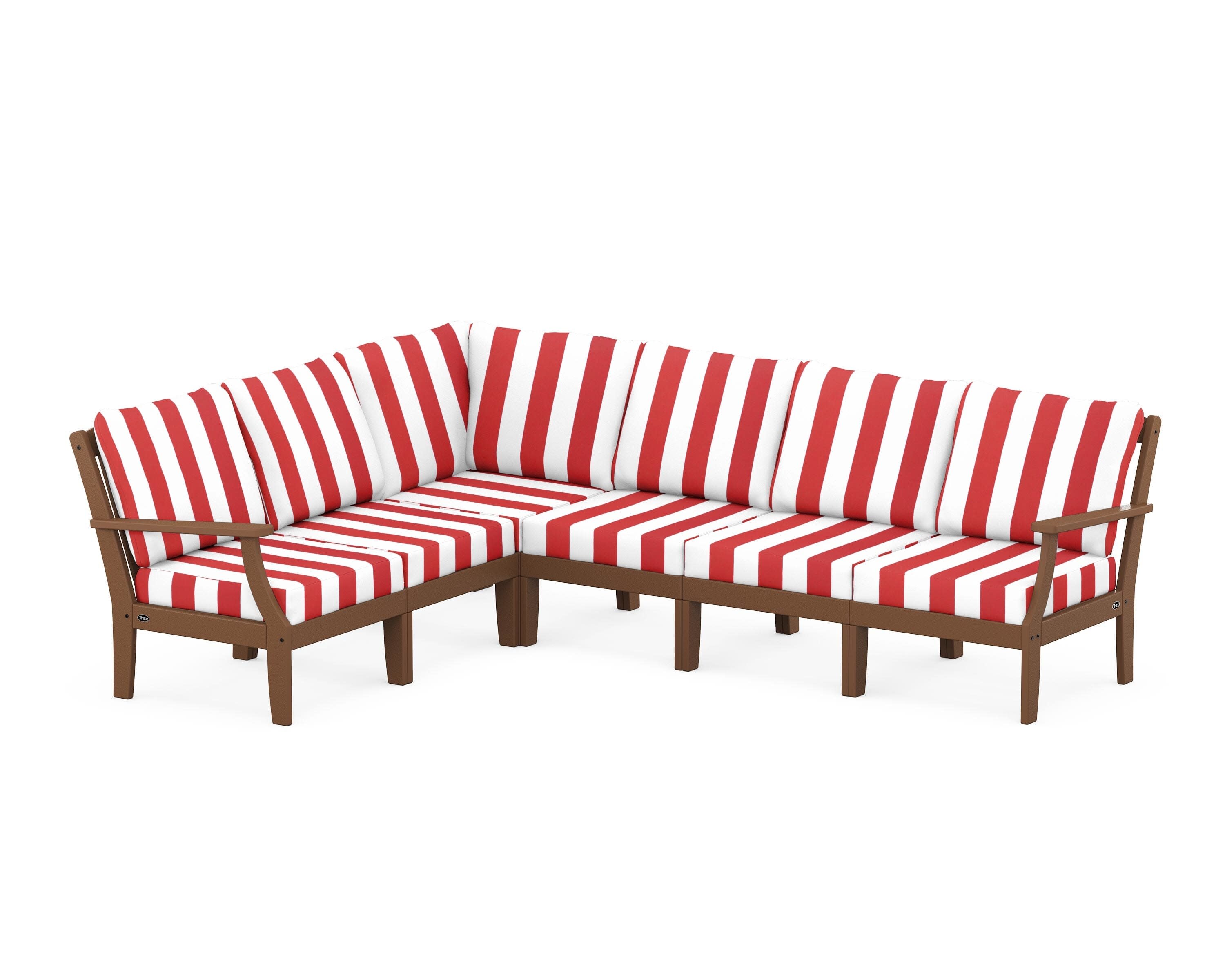 Yacht Club Modular 6-Piece Deep Seating Set in Tree House / Cabana Stripe Crimson