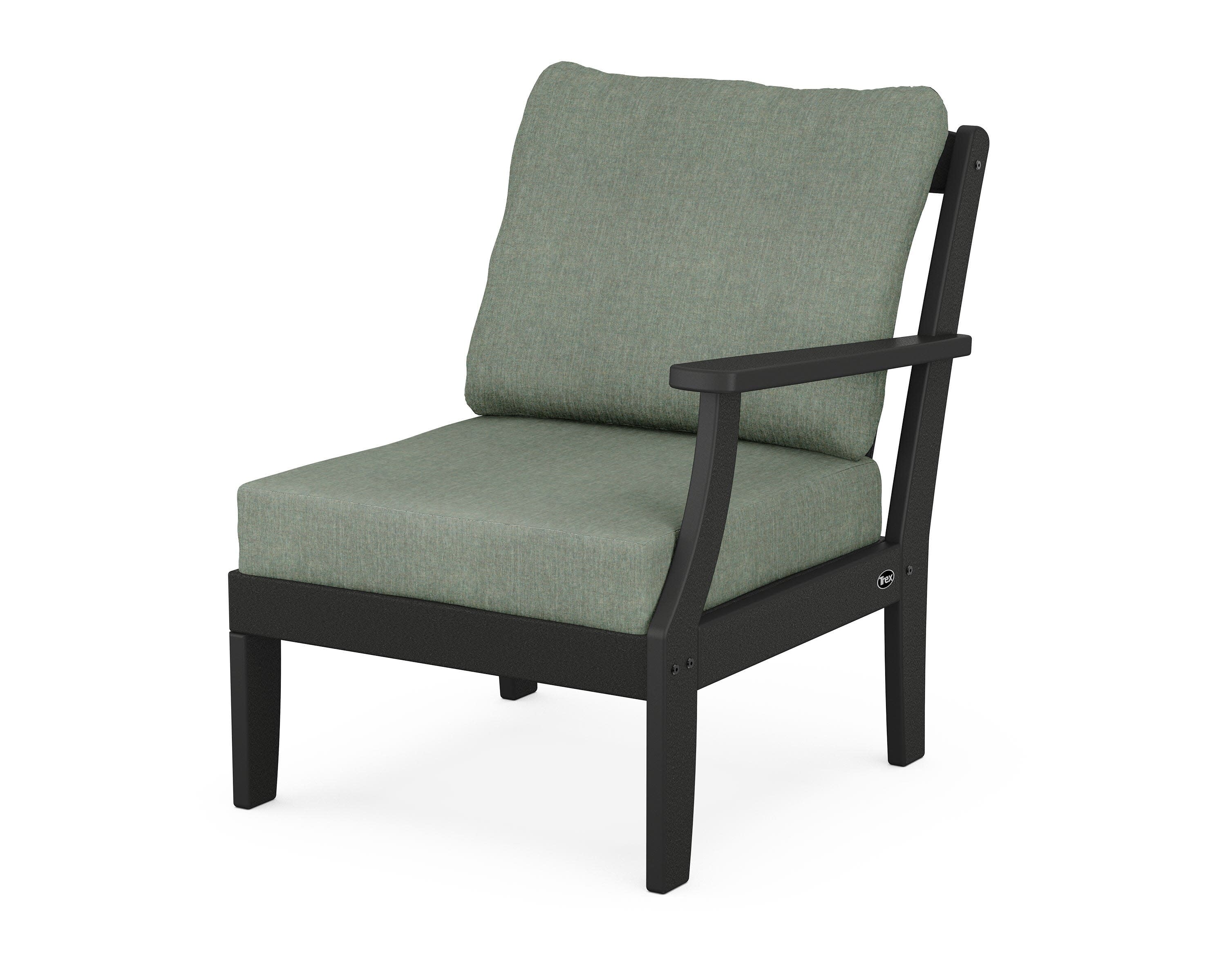 Yacht Club Modular Right Arm Chair in Charcoal Black / Cast Sage