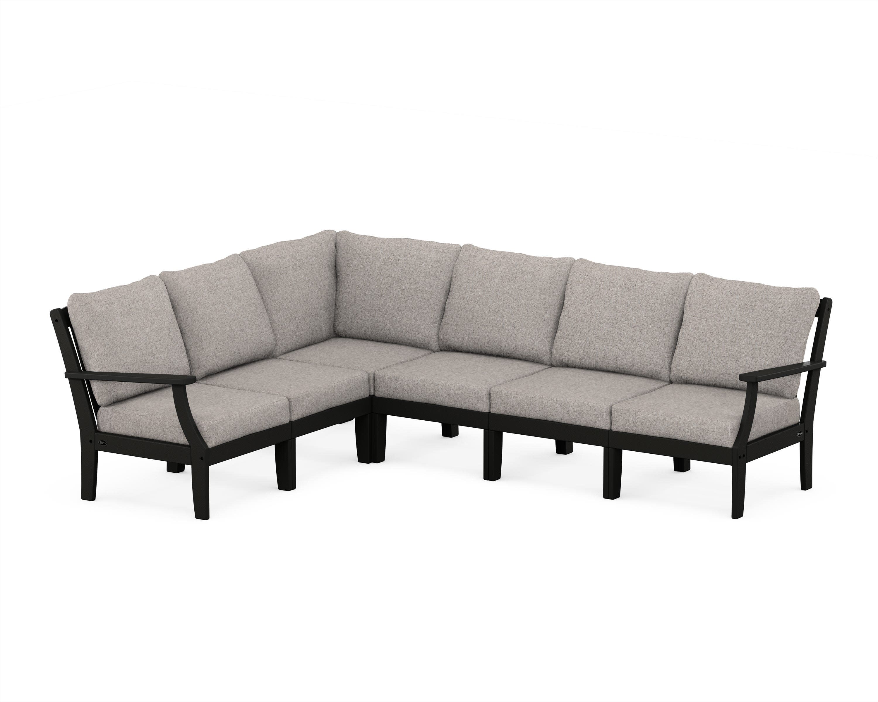 Yacht Club Modular 6-Piece Deep Seating Set in Charcoal Black / Weathered Tweed