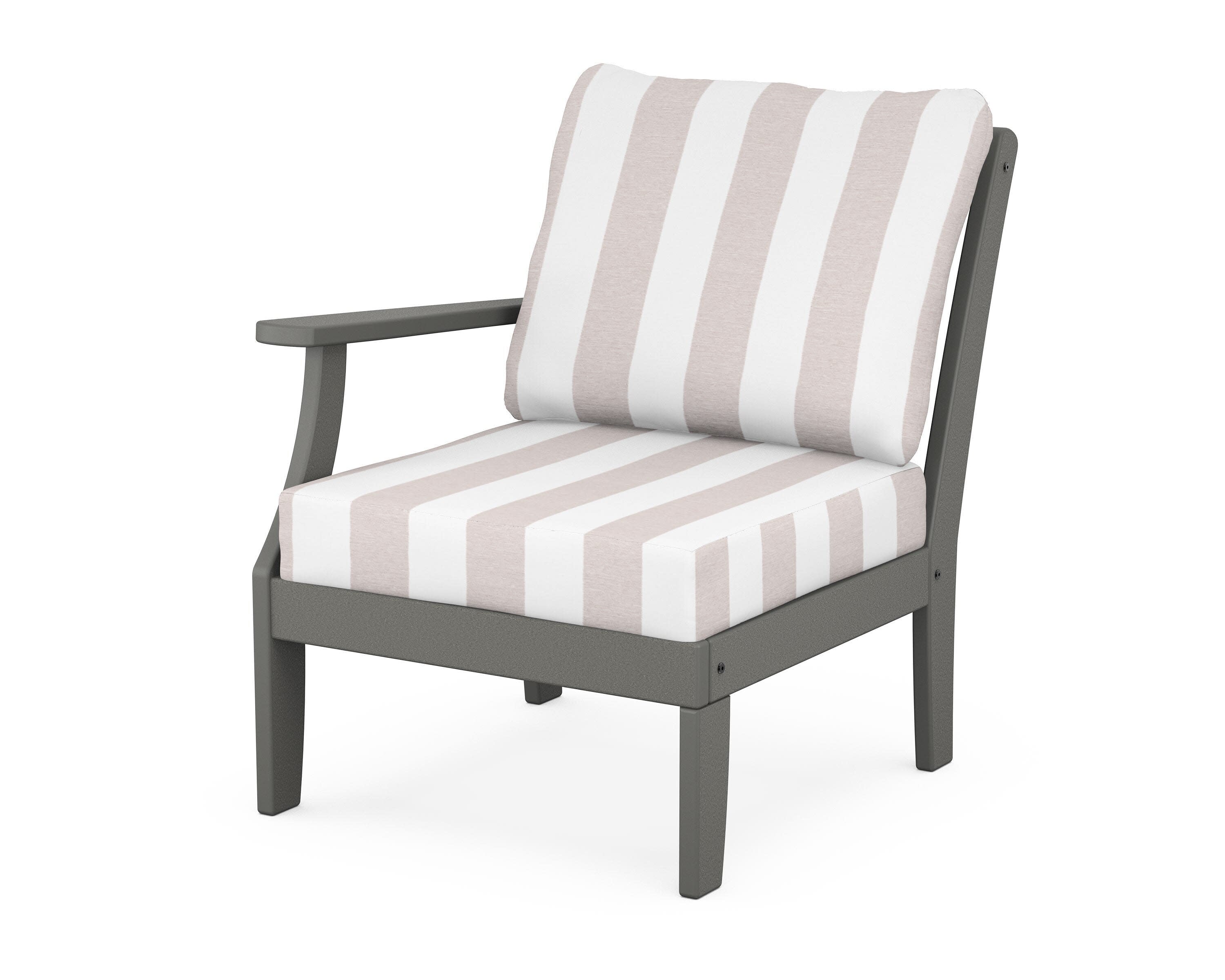 Yacht Club Modular Left Arm Chair in Stepping Stone / Cabana Stripe Dune Burlap
