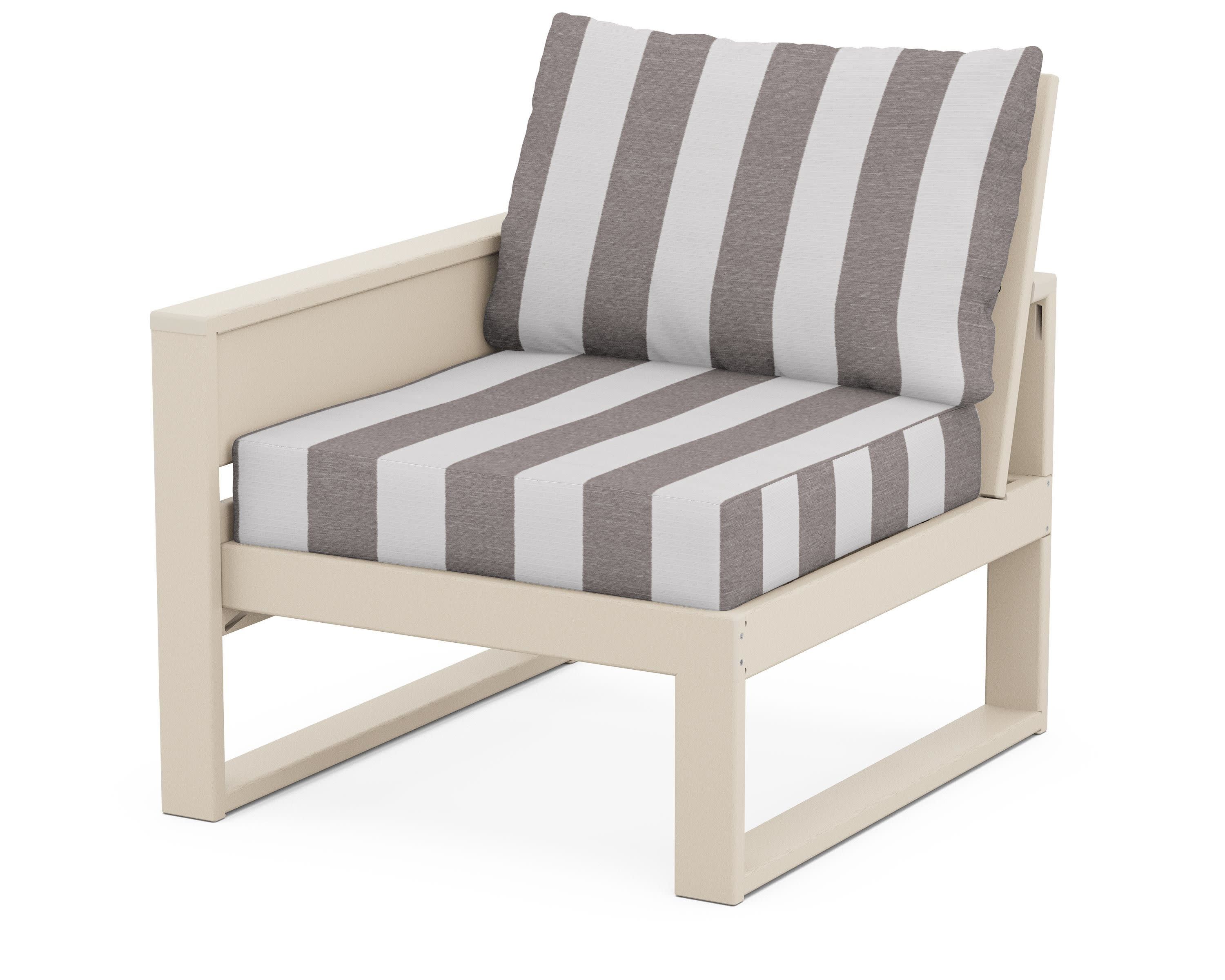 Eastport Modular Left Arm Chair in Sand Castle / Cabana Stripe Grey Mist