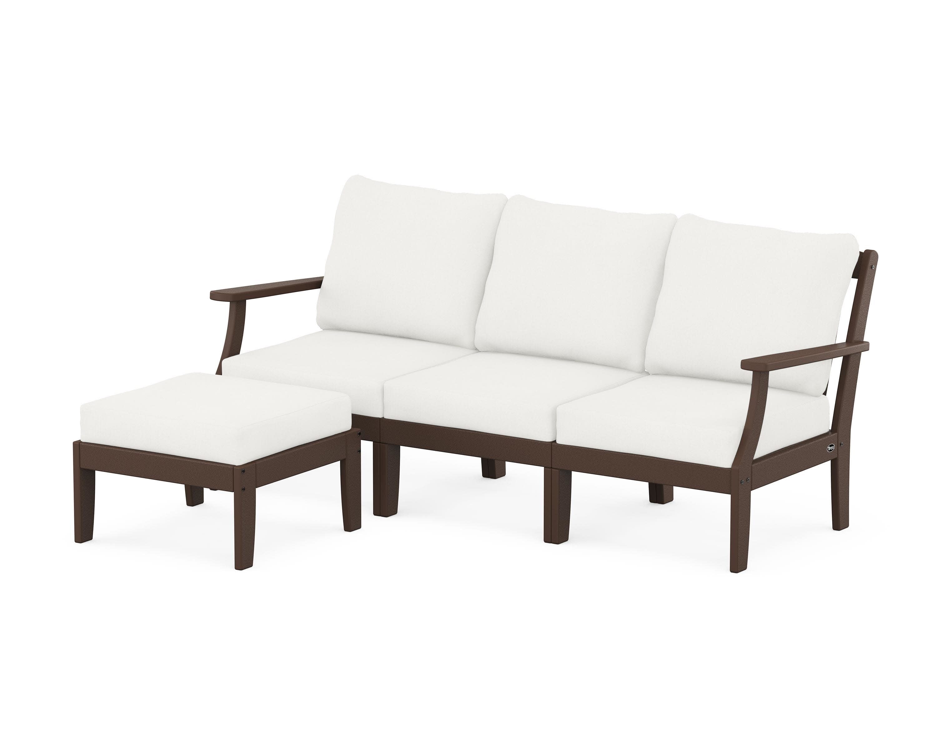 Yacht Club Modular 4-Piece Deep Seating Set with Ottoman in Vintage Lantern / Natural Linen