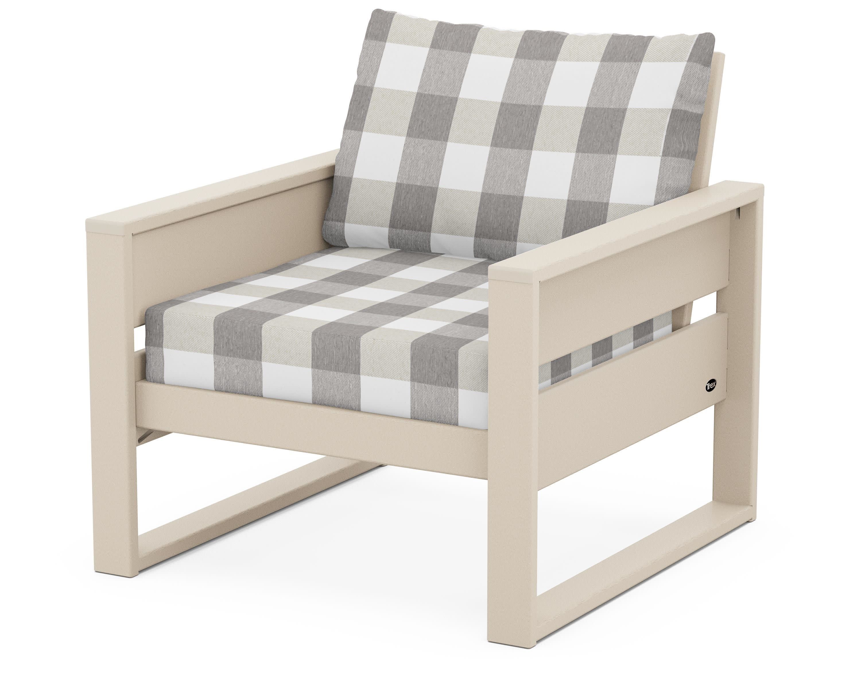 Eastport Club Chair in Sand Castle / Buffalo Plaid Grey Mist