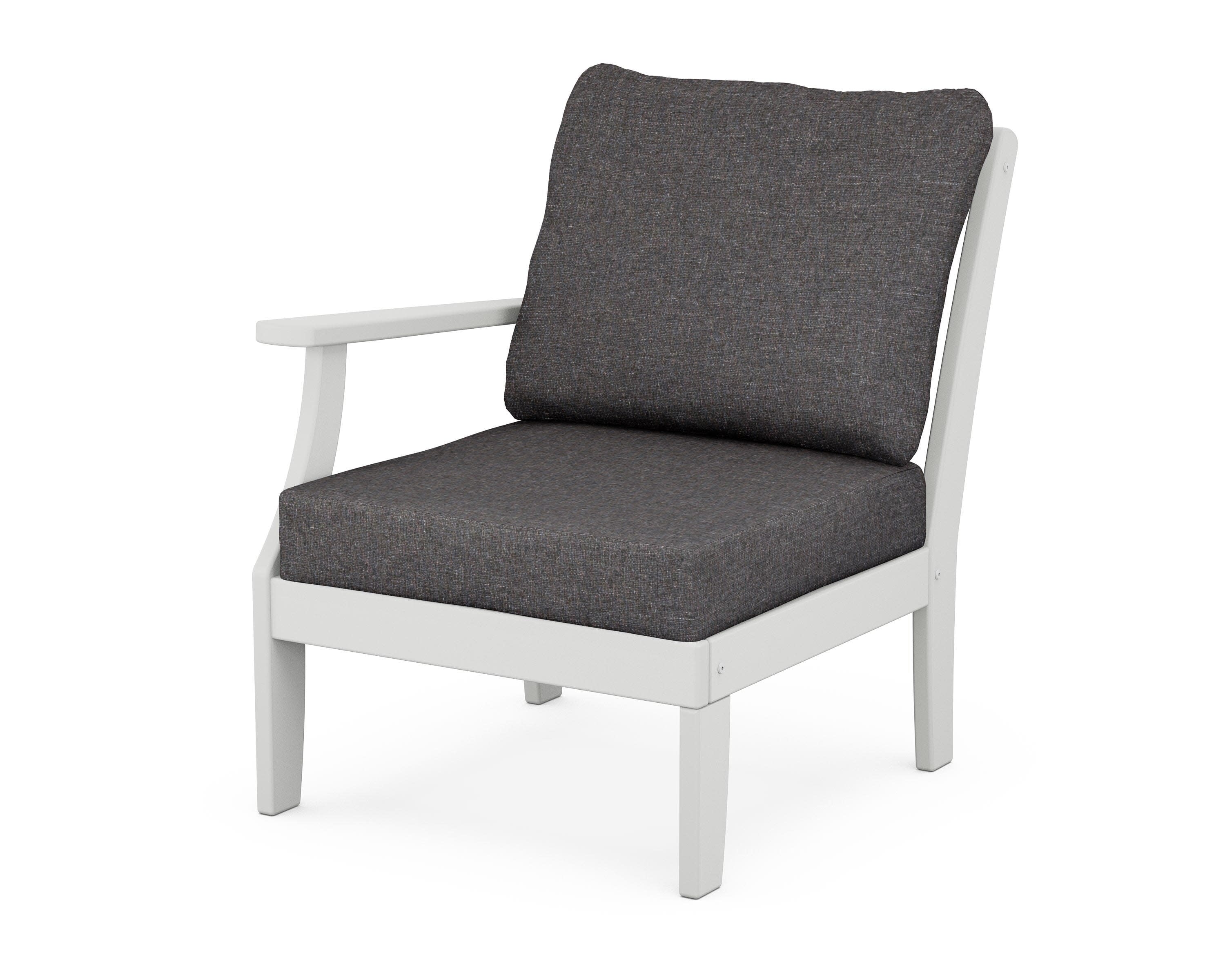 Yacht Club Modular Left Arm Chair in Classic White / Ash Charcoal