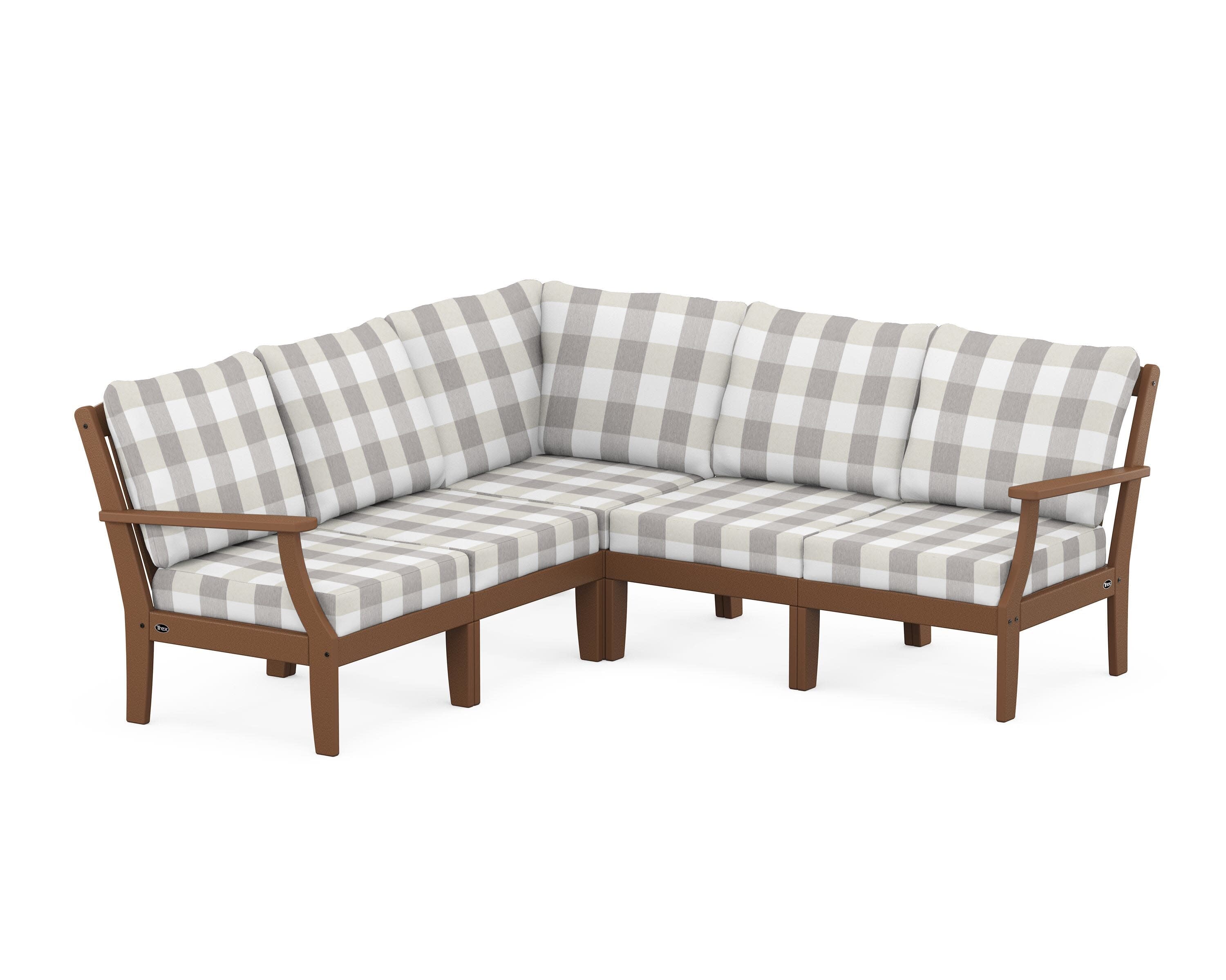 Yacht Club Modular 5-Piece Deep Seating Set in Tree House / Buffalo Plaid Grey Mist