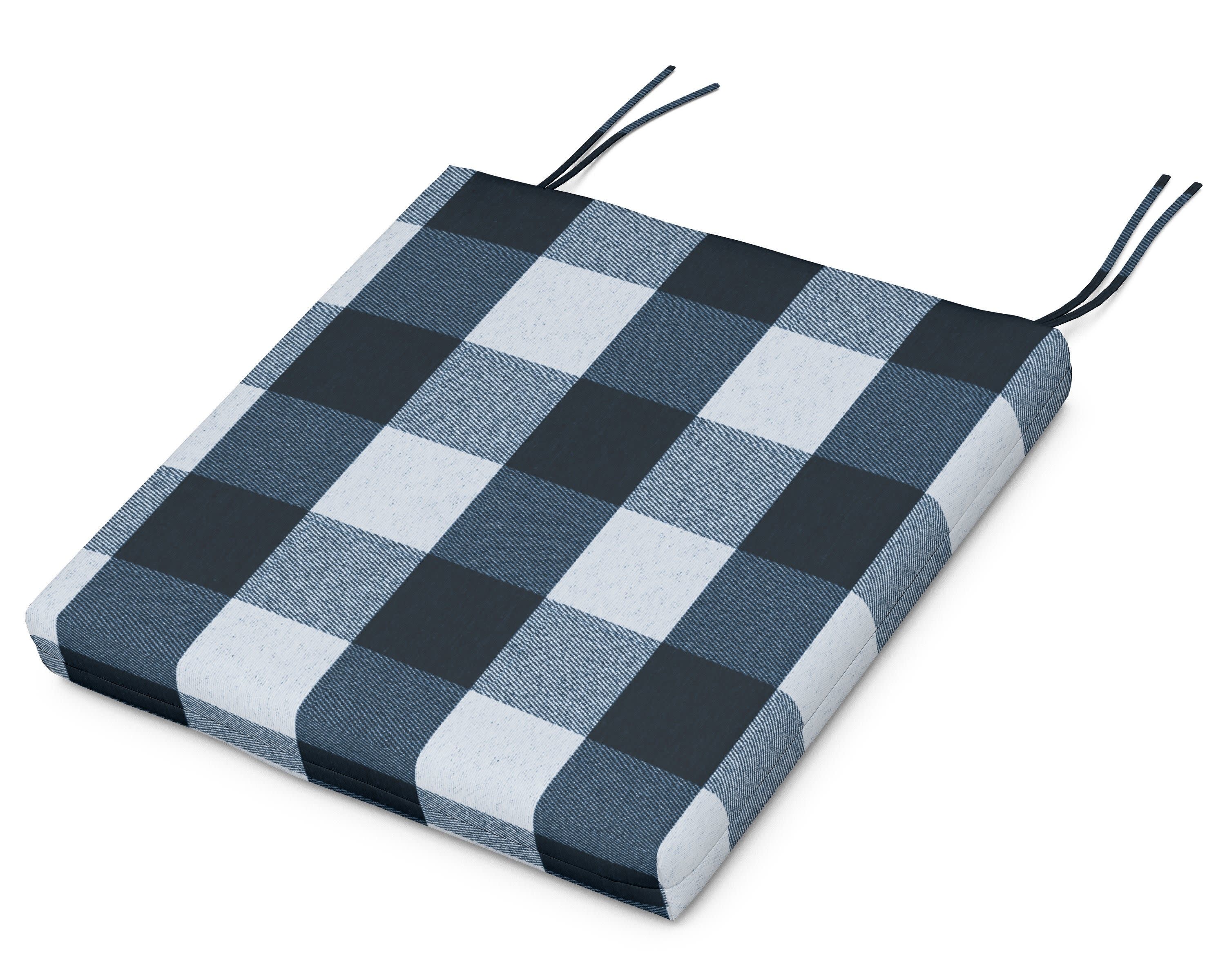 Standard Seat Cushion 17"D x 18.5"W x 2.5"H in Buffalo Plaid Marine Indigo