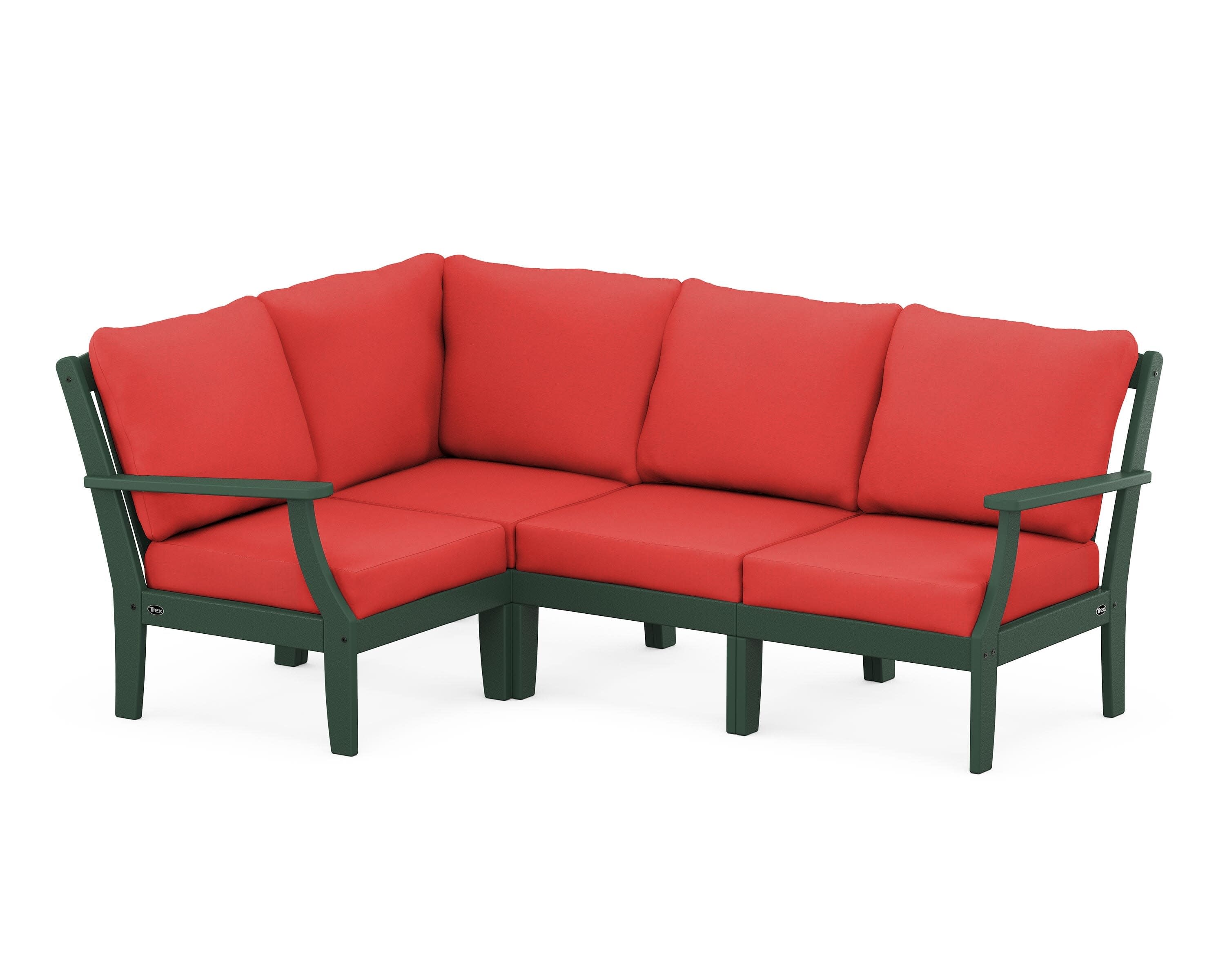 Yacht Club Modular 4-Piece Deep Seating Set in Rainforest Canopy / Crimson Linen