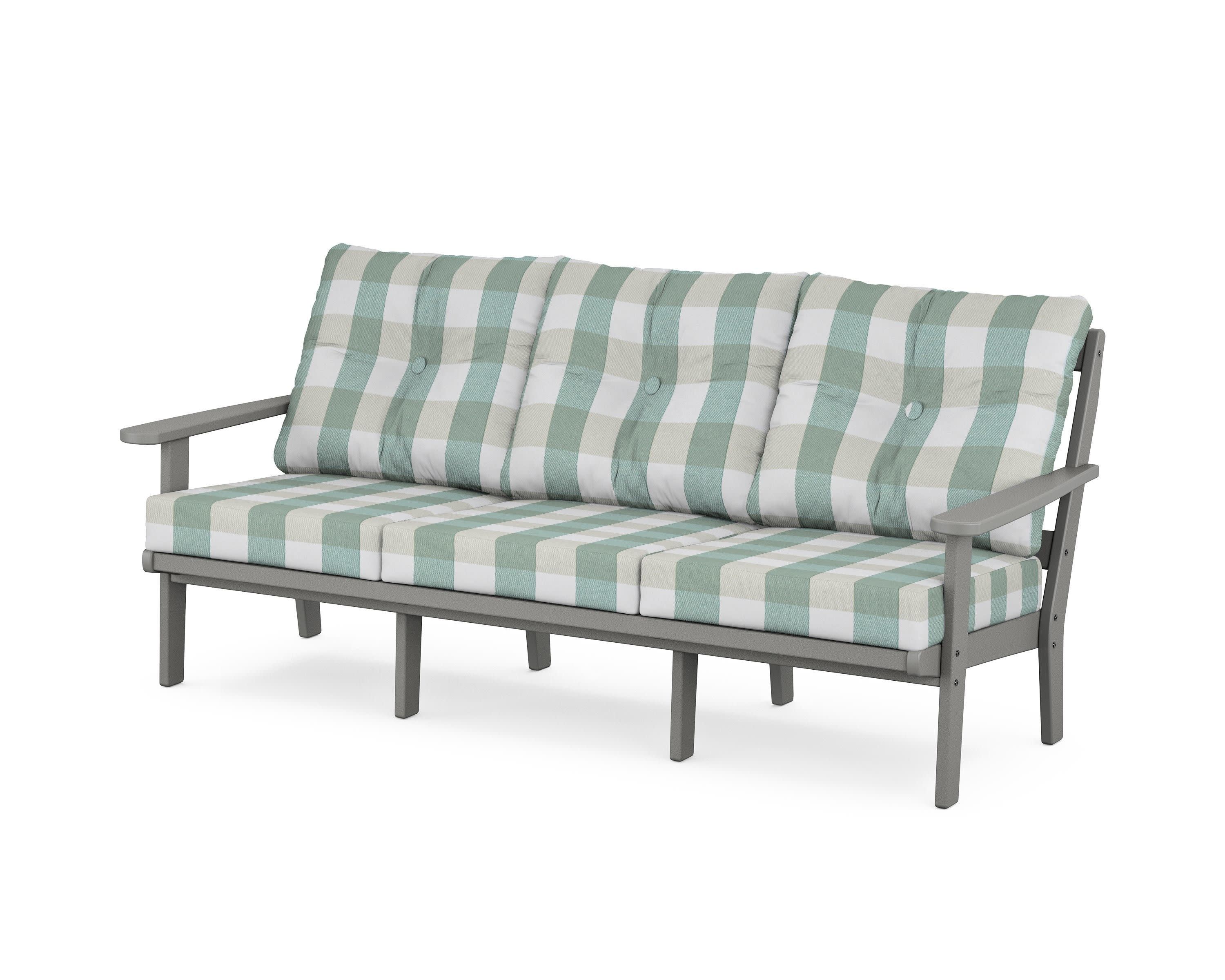 Cape Cod Deep Seating Sofa in Stepping Stone / Buffalo Plaid Glacier Spa