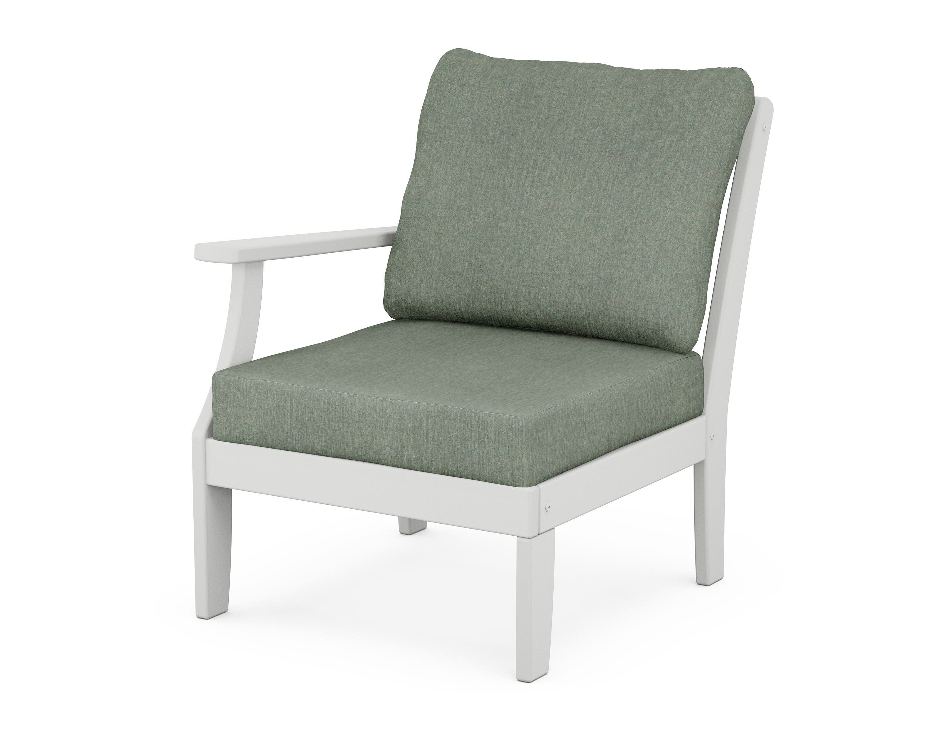 Yacht Club Modular Left Arm Chair in Classic White / Cast Sage