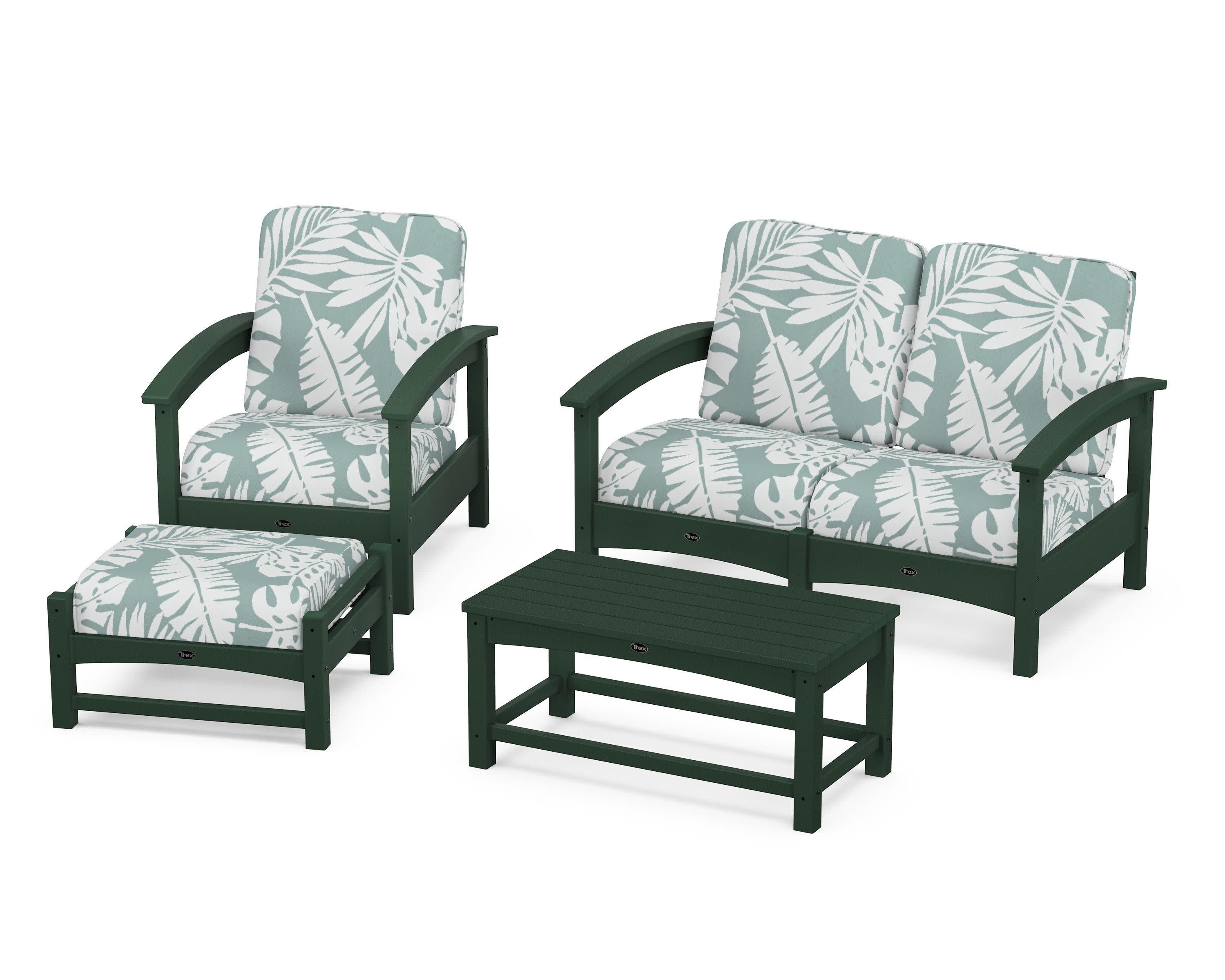 Rockport 4-Piece Deep Seating Conversation Group in Rainforest Canopy / Leaf Glacier Spa
