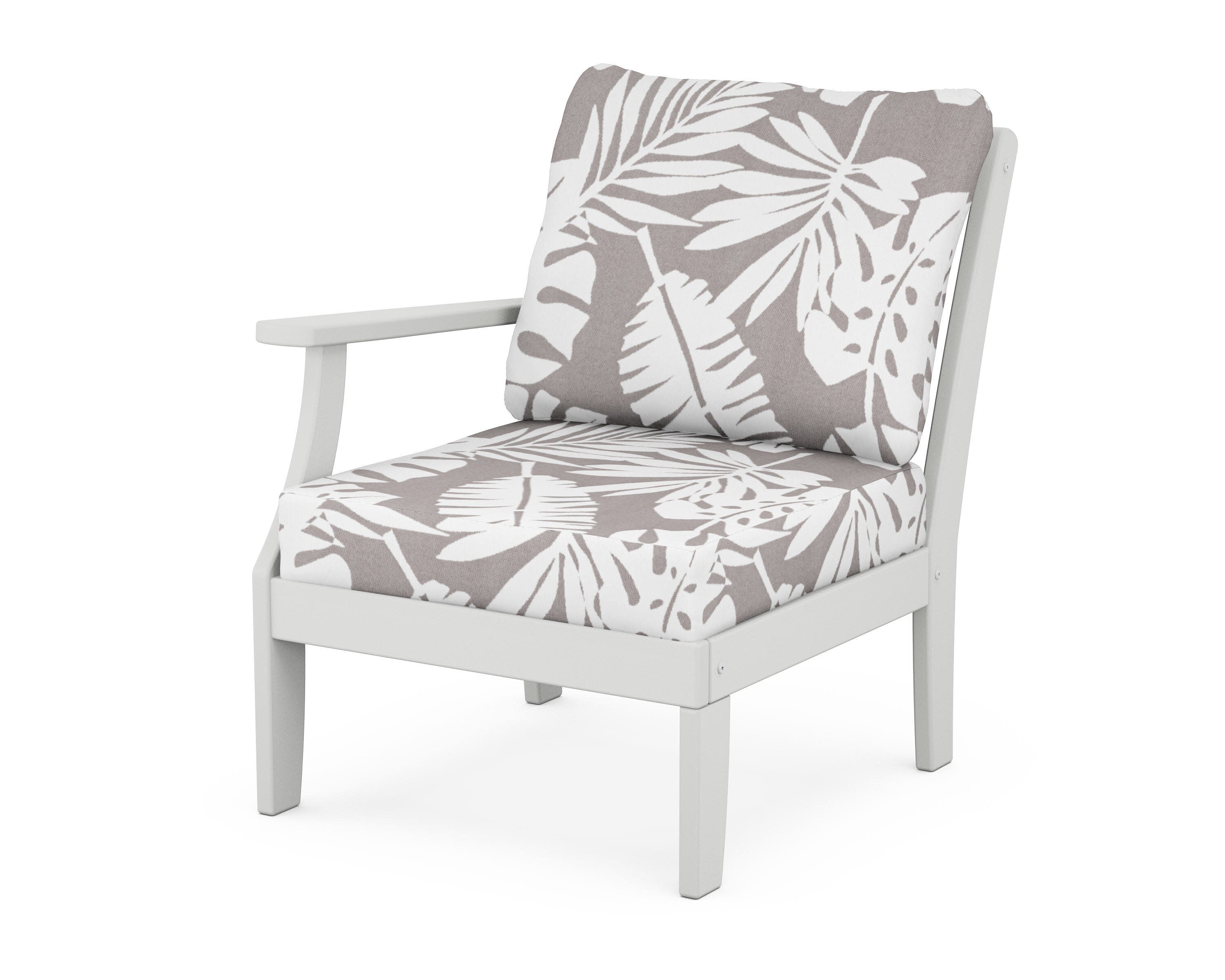 Yacht Club Modular Left Arm Chair in Classic White / Leaf Grey Mist