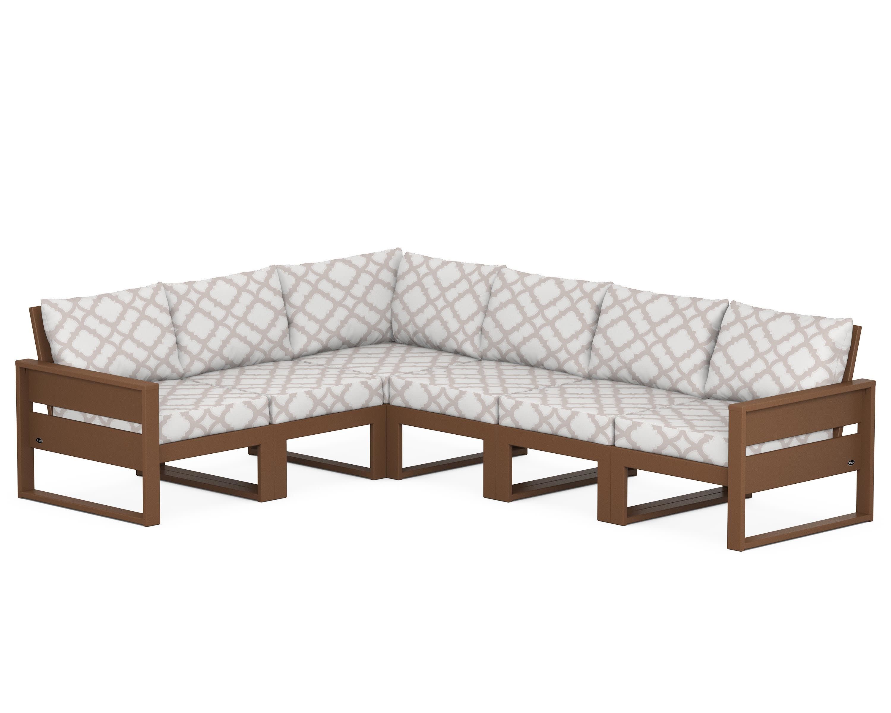 Eastport 6-Piece Sectional in Tree House / Trellis Dune Burlap