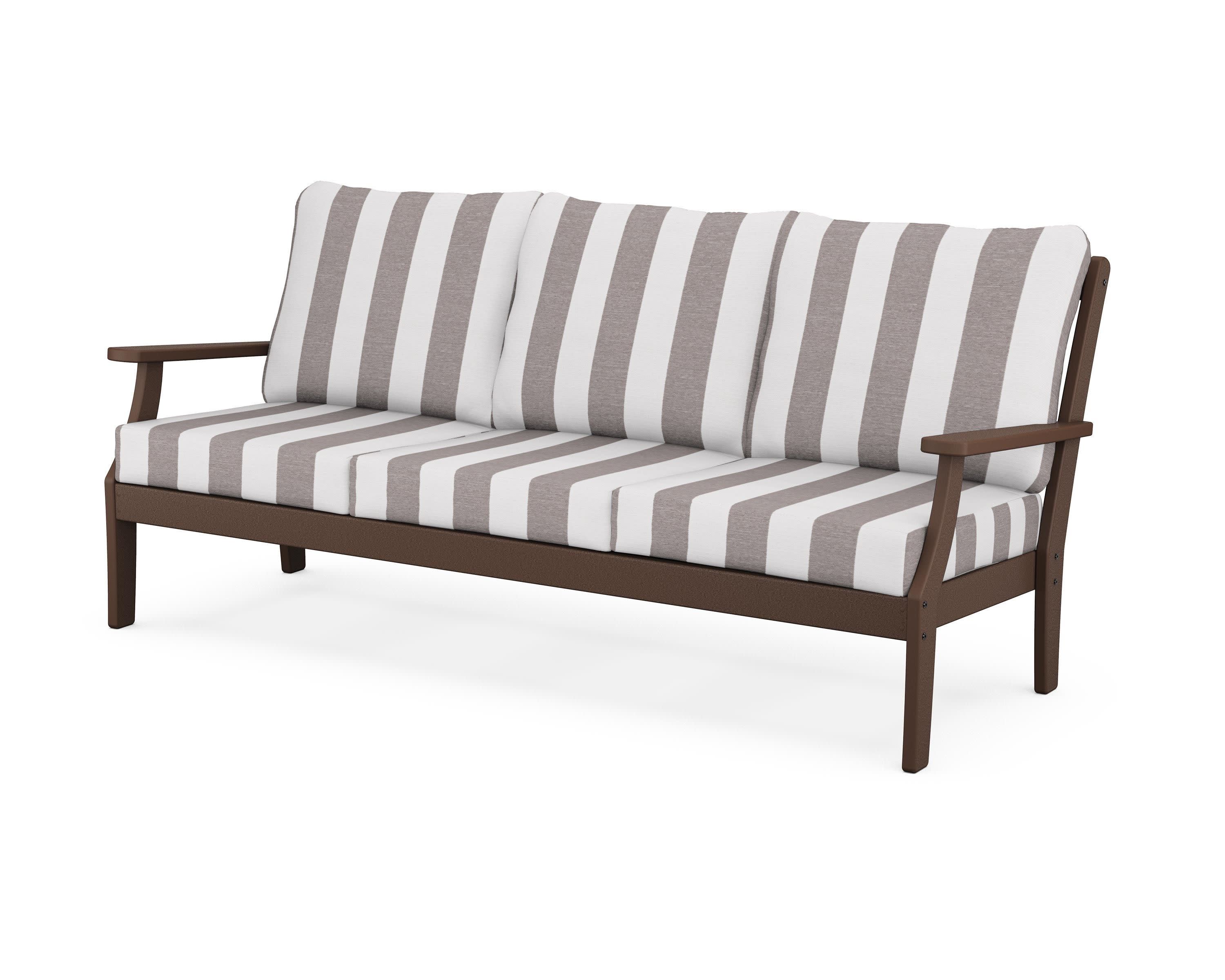 Yacht Club Deep Seating Sofa in Vintage Lantern / Cabana Stripe Grey Mist