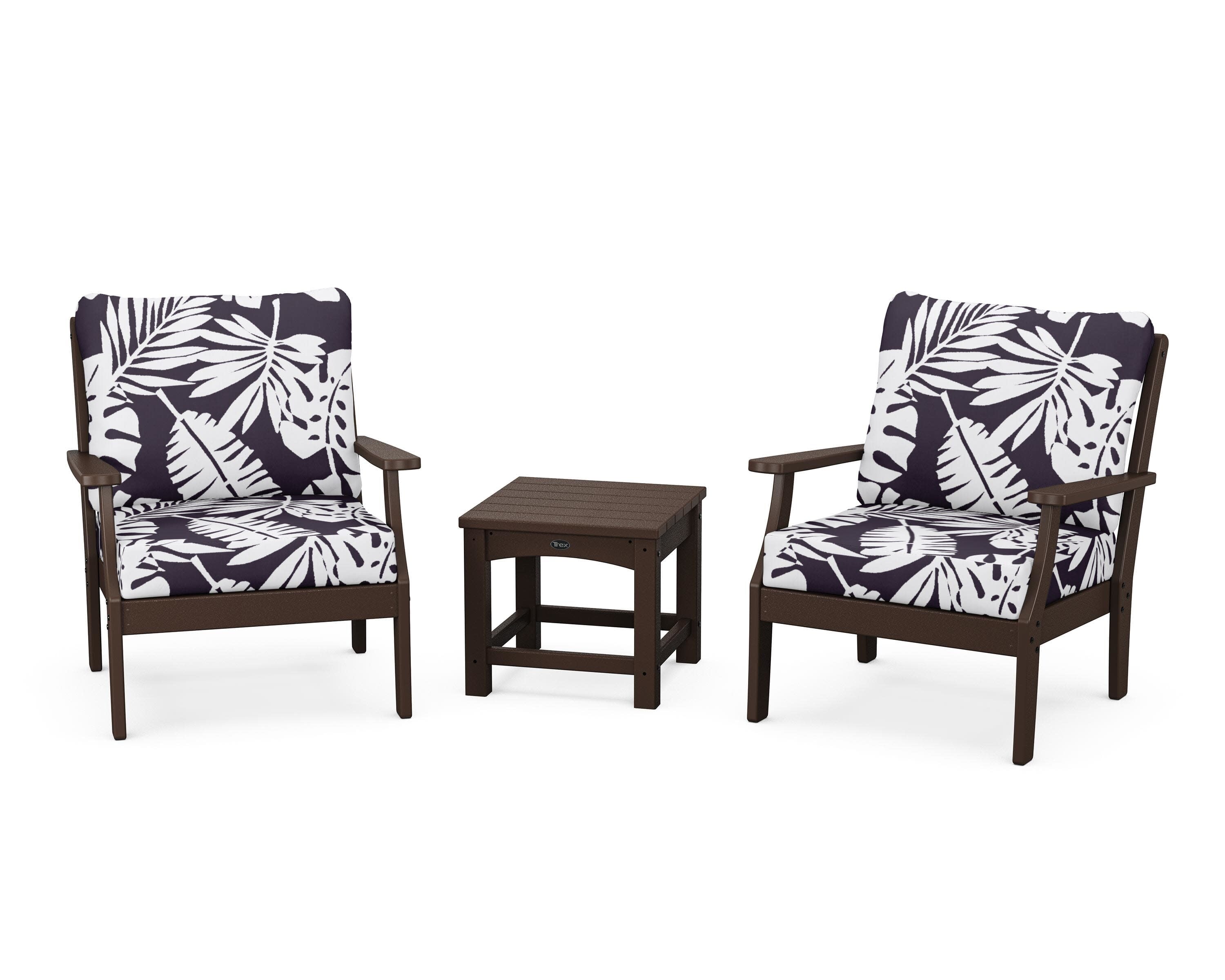 Yacht Club 3-Piece Deep Seating Set in Vintage Lantern / Leaf Navy