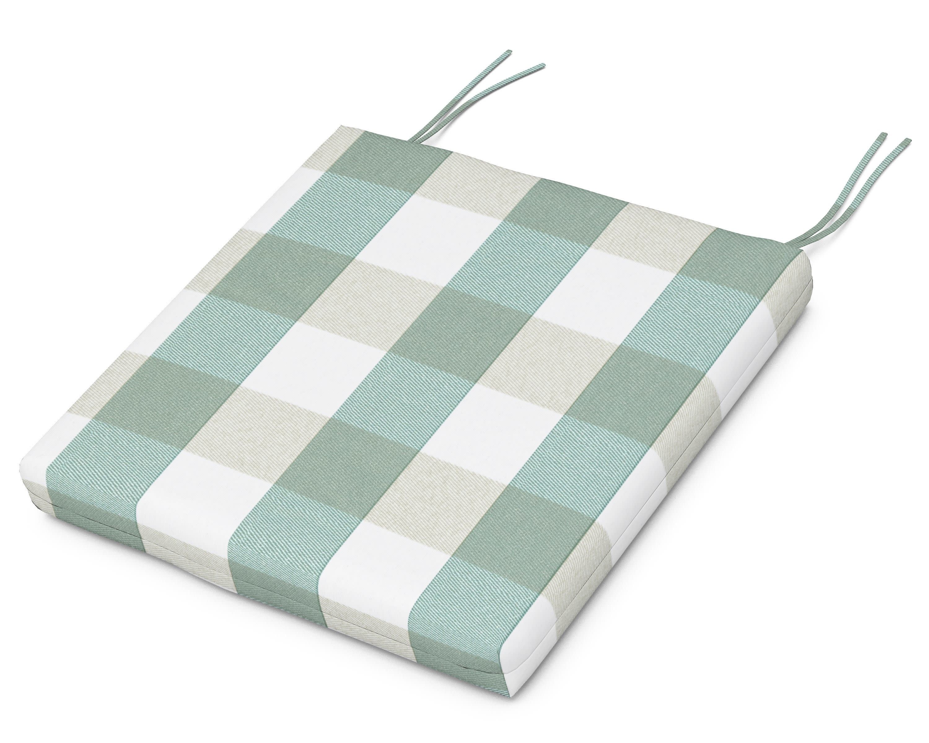 Seat Cushion - 16.5"D x 17.5"W x 2.5"H in Buffalo Plaid Glacier Spa