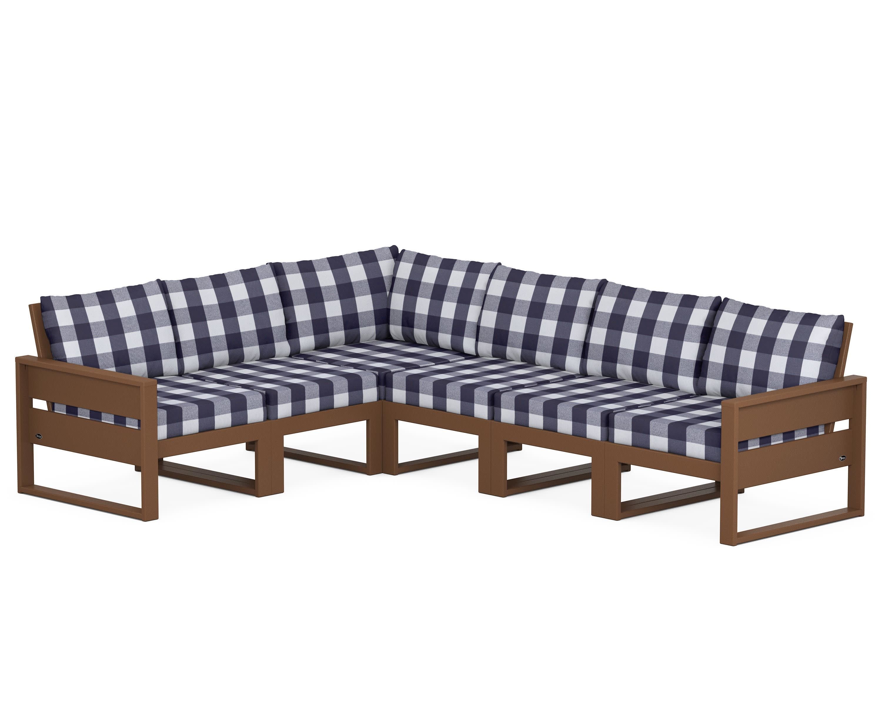 Eastport 6-Piece Sectional in Tree House / Buffalo Plaid Navy
