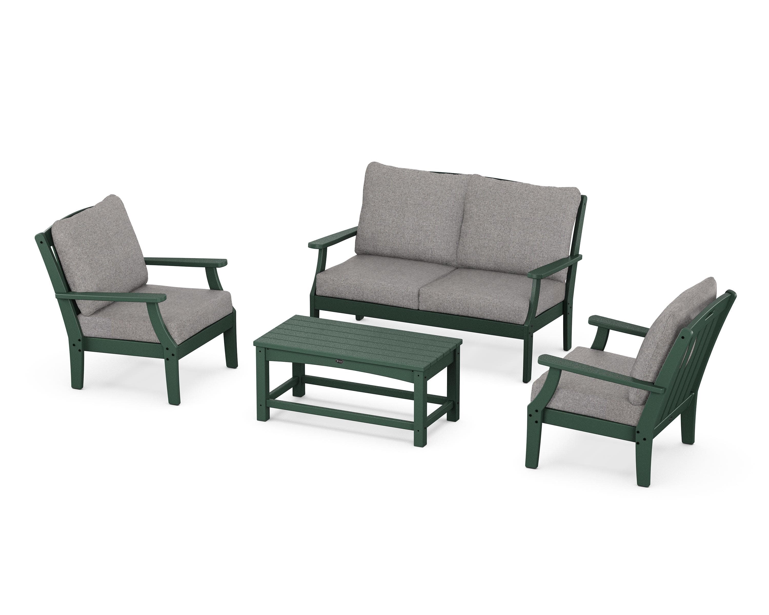 Yacht Club 4-Piece Deep Seating Chair Set in Rainforest Canopy / Grey Mist