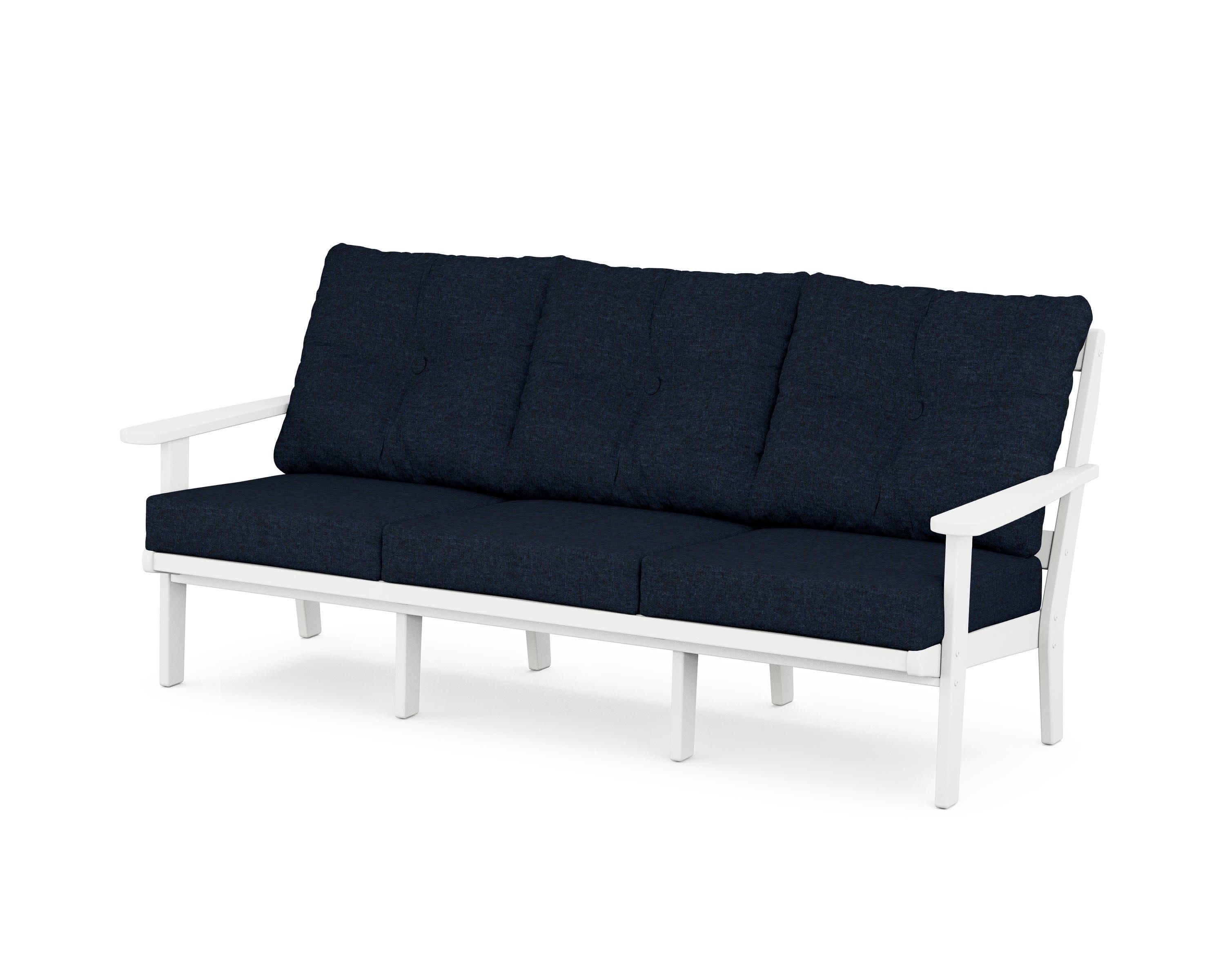 Cape Cod Deep Seating Sofa in Classic White / Marine Indigo