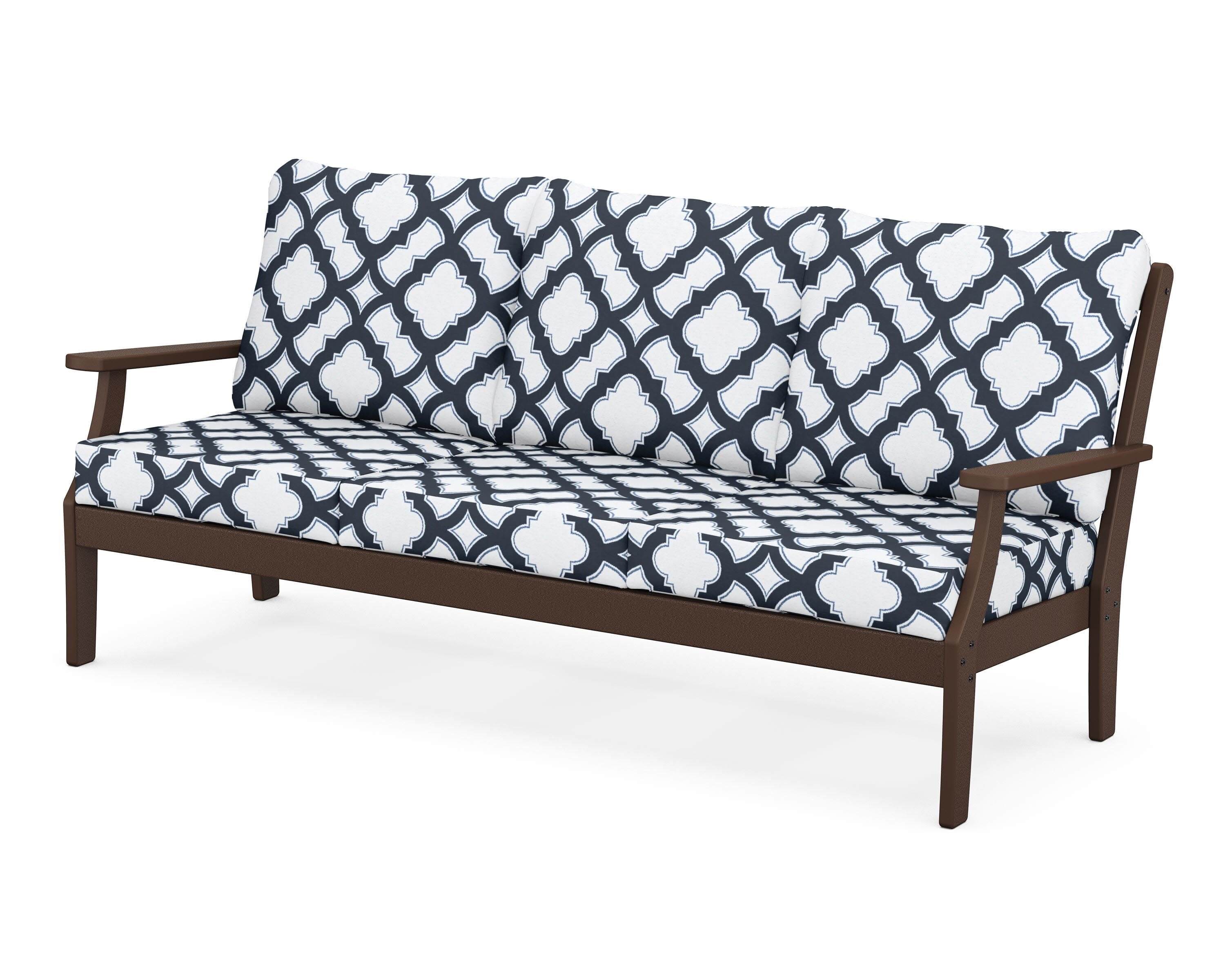 Yacht Club Deep Seating Sofa in Vintage Lantern / Trellis Marine Indigo