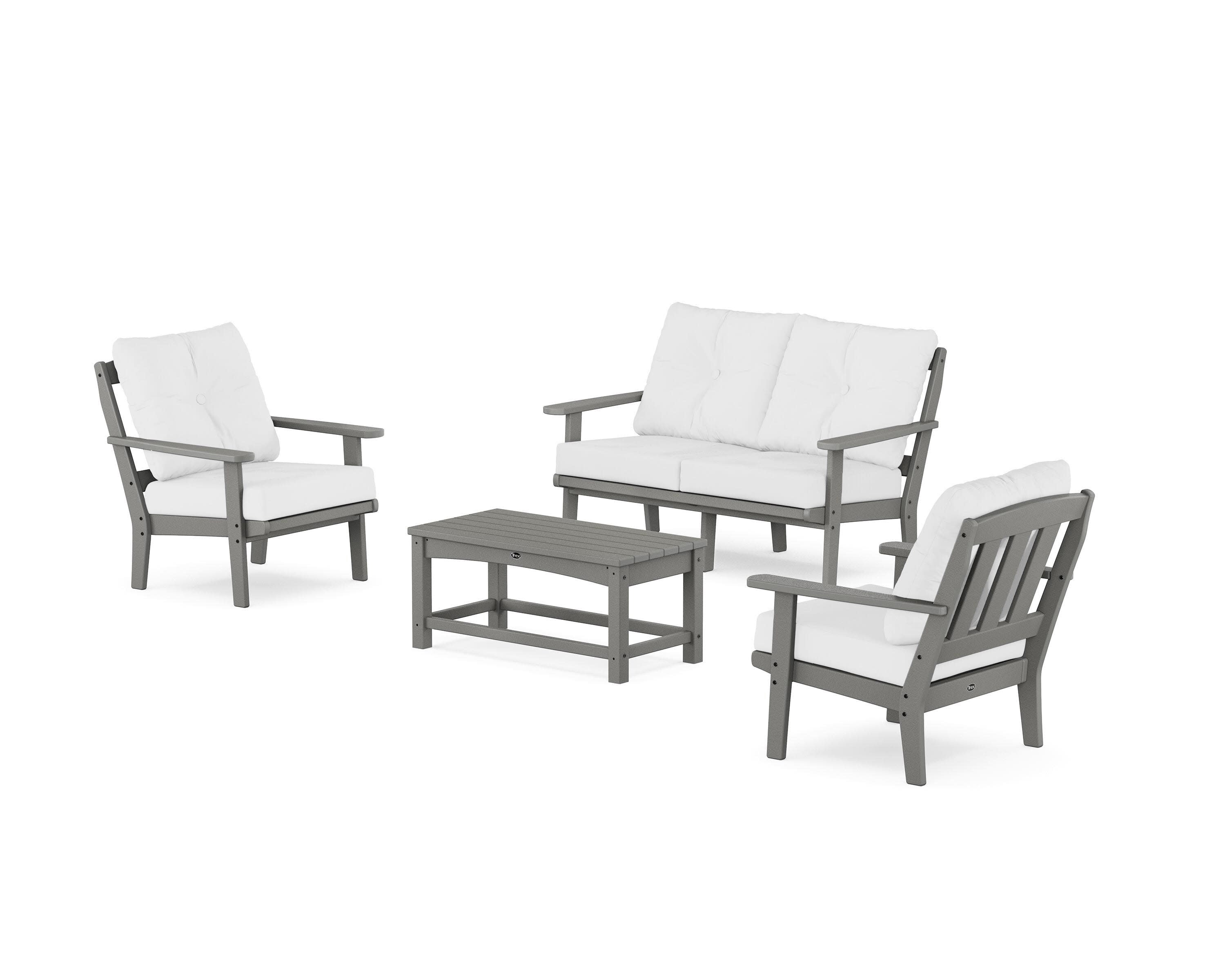 Cape Cod 4-Piece Deep Seating Set with Loveseat in Stepping Stone / Natural