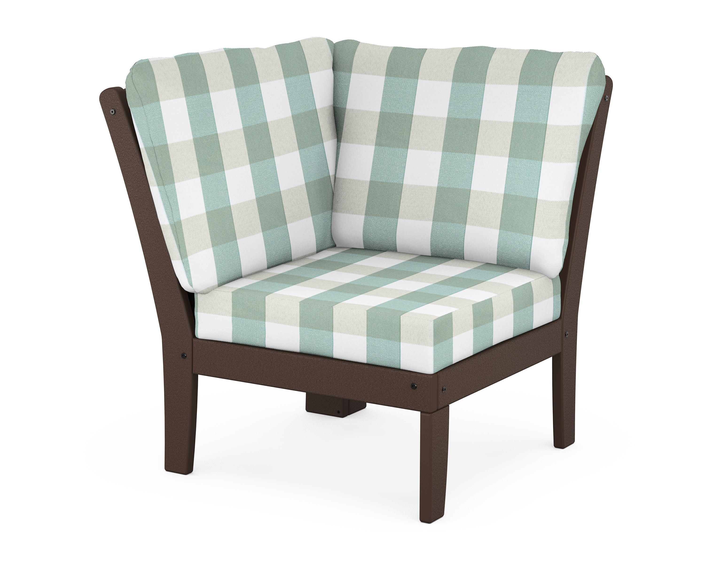 Yacht Club Modular Corner Chair in Vintage Lantern / Buffalo Plaid Glacier Spa