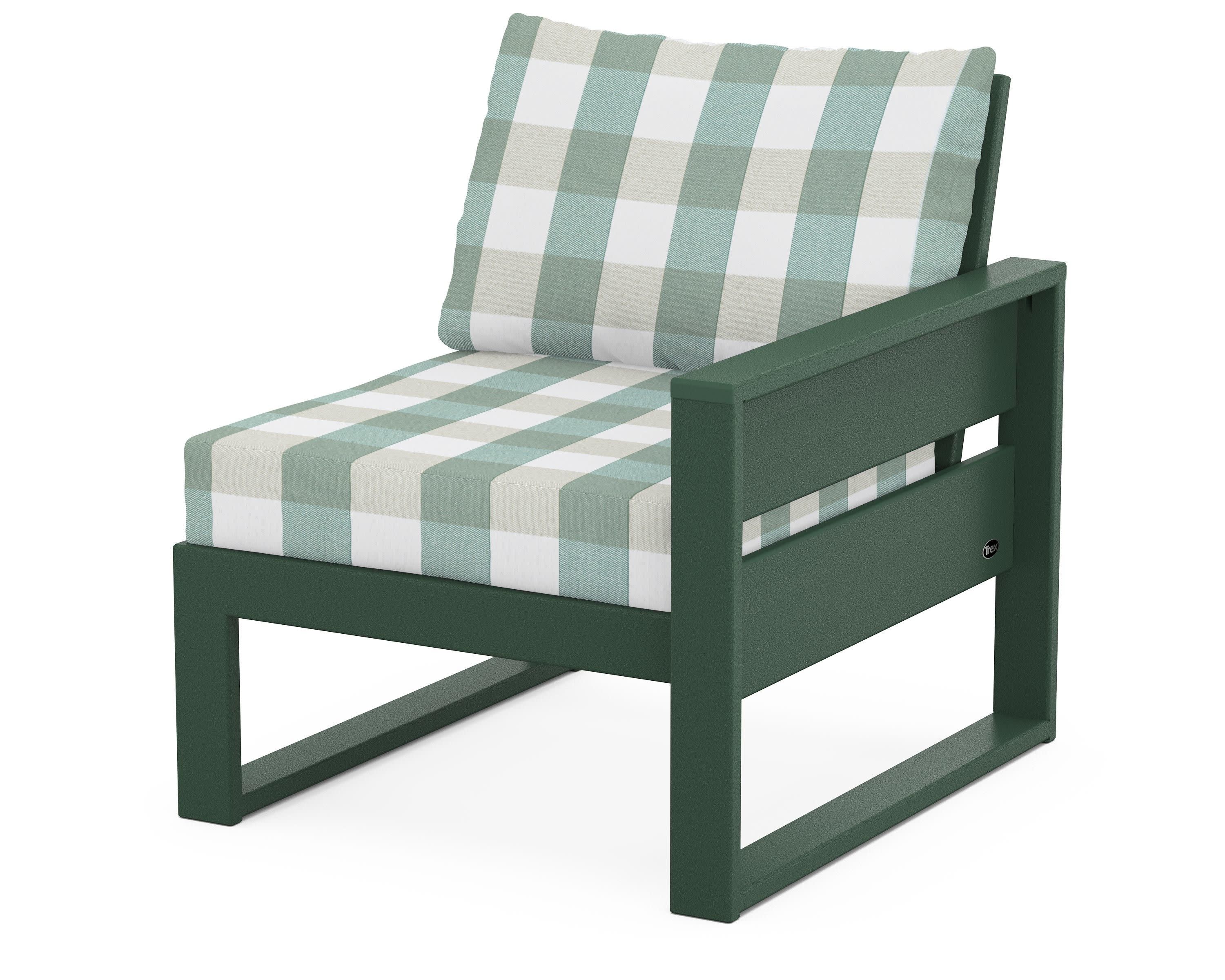 Eastport Modular Right Arm Chair in Rainforest Canopy / Buffalo Plaid Glacier Spa