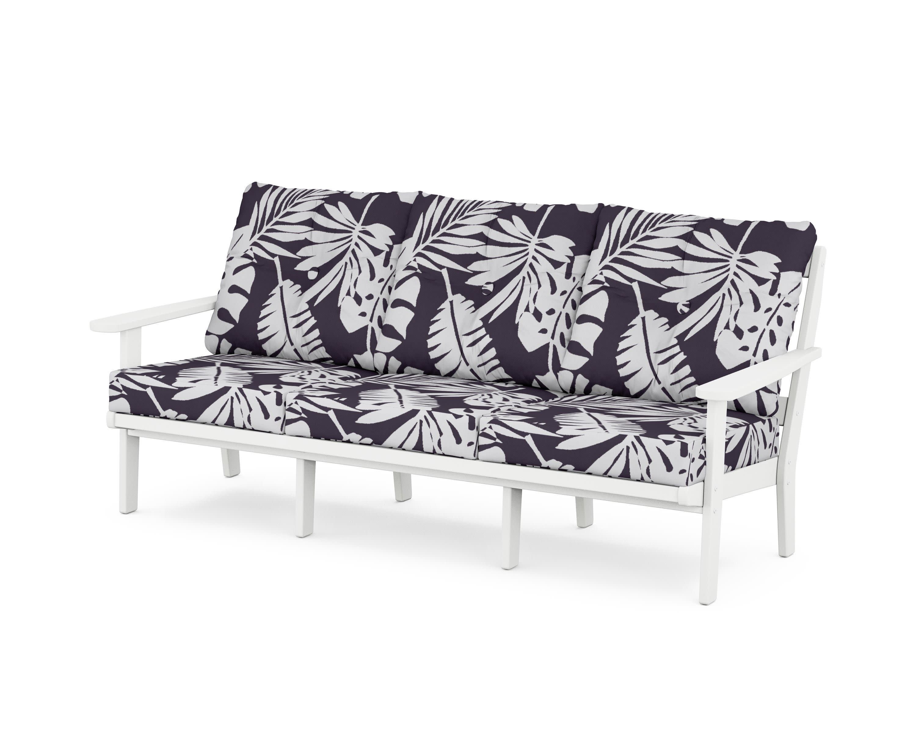 Cape Cod Deep Seating Sofa in Classic White / Leaf Navy