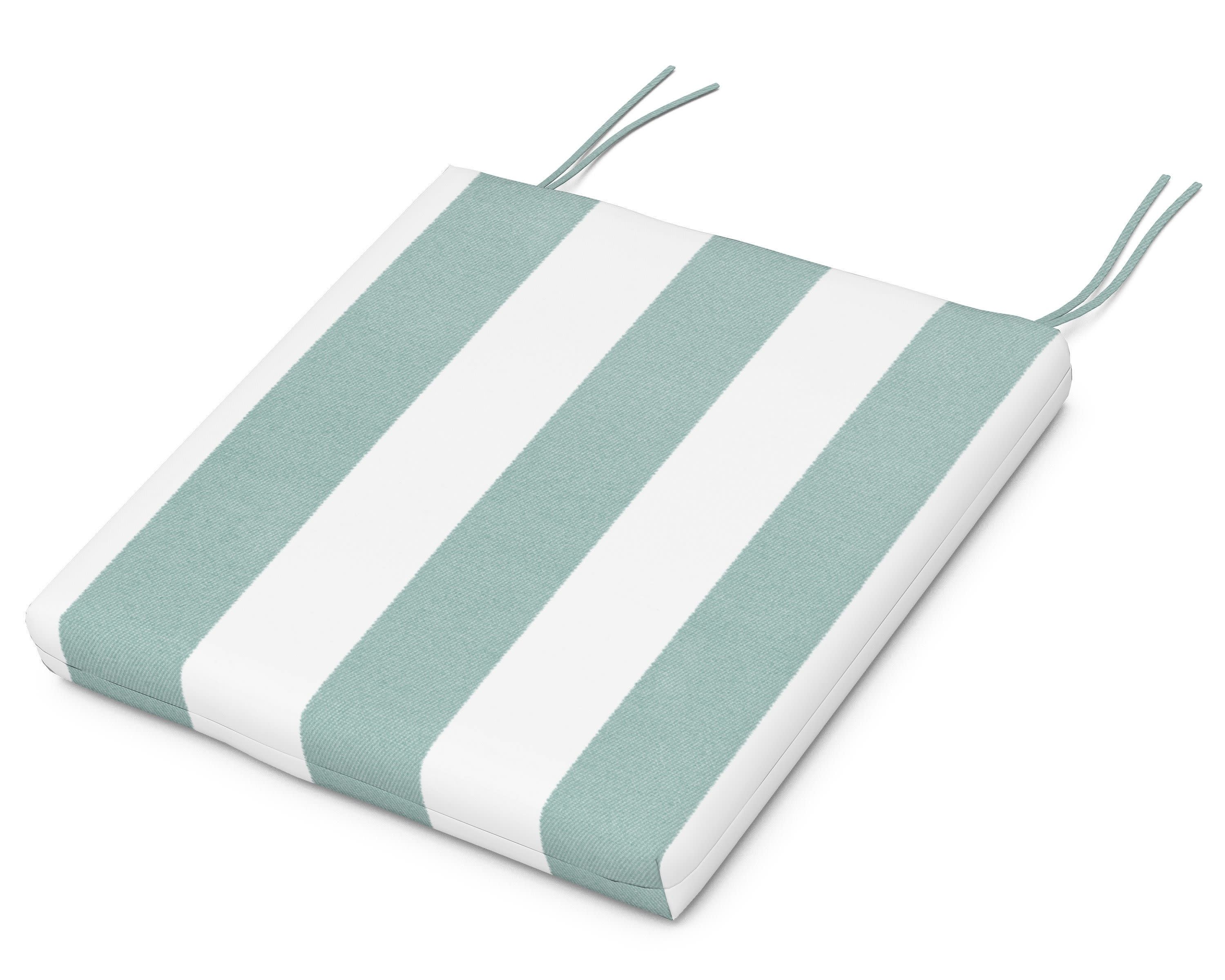 Classic Oversized Adirondack Seat Pad 17.5"D x 22.25"W x 2.5"H in Cabana Stripe Glacier Spa