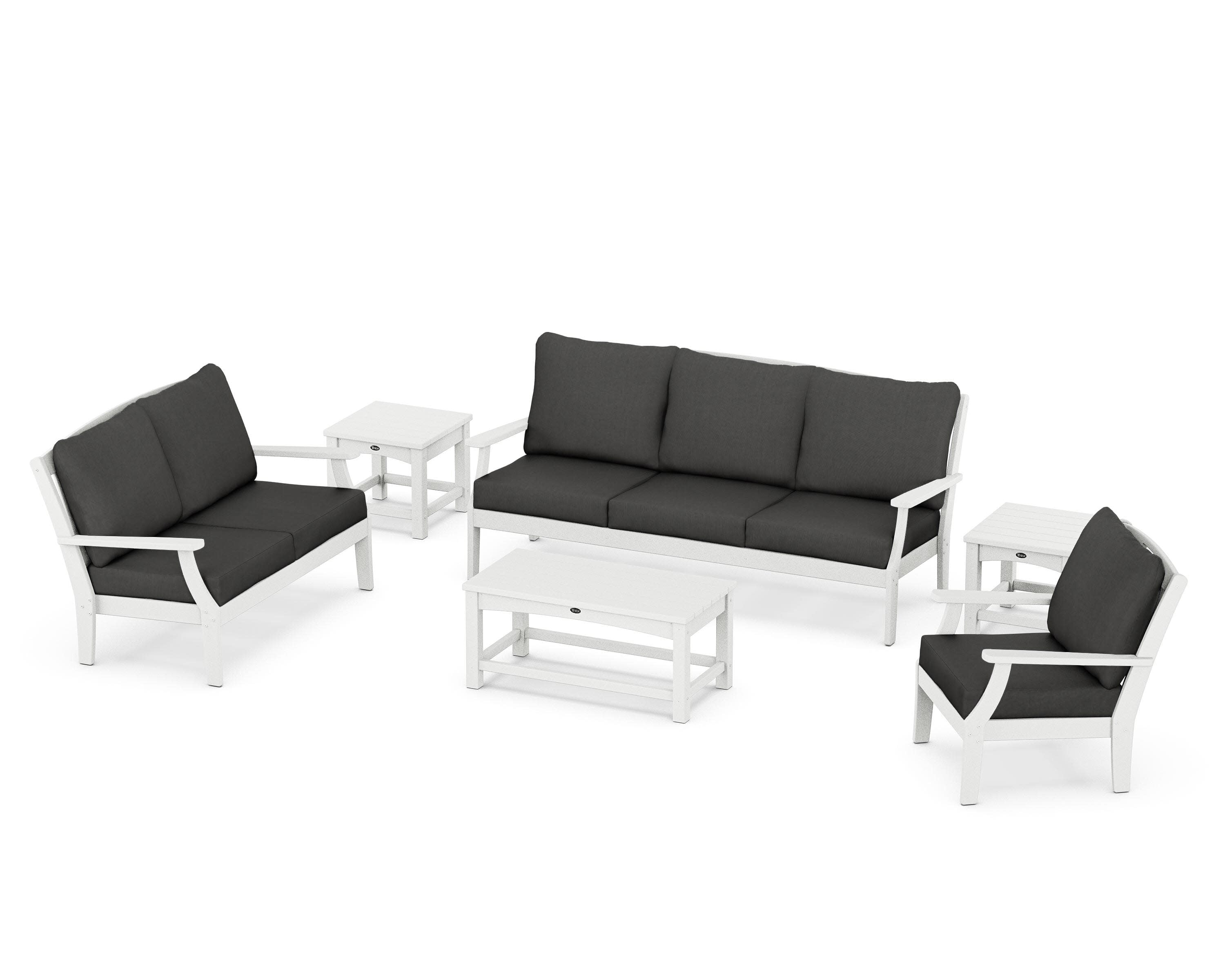 Yacht Club 6-Piece Deep Seating Set in Classic White / Spectrum Carbon