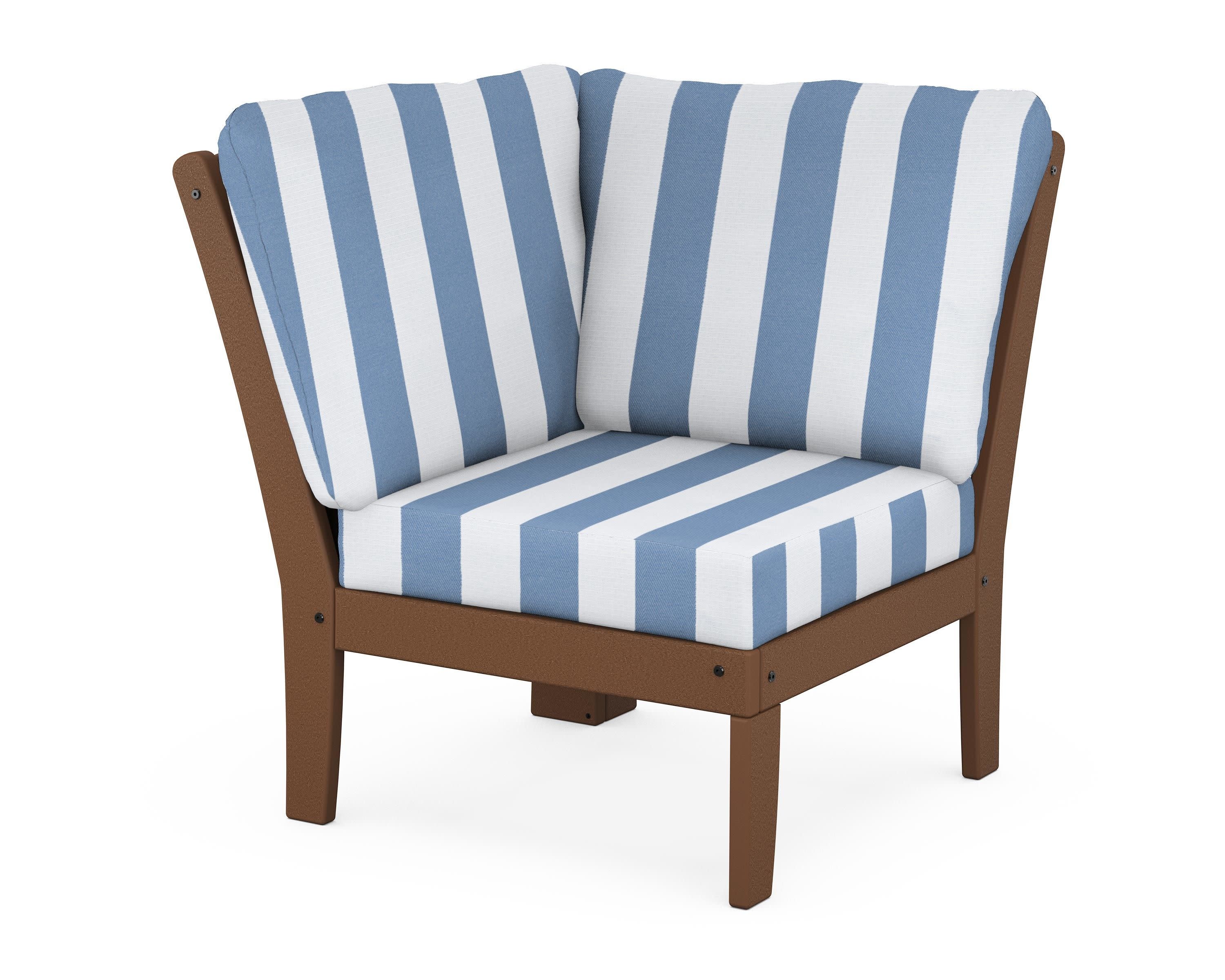 Yacht Club Modular Corner Chair in Tree House / Cabana Stripe Sky Blue