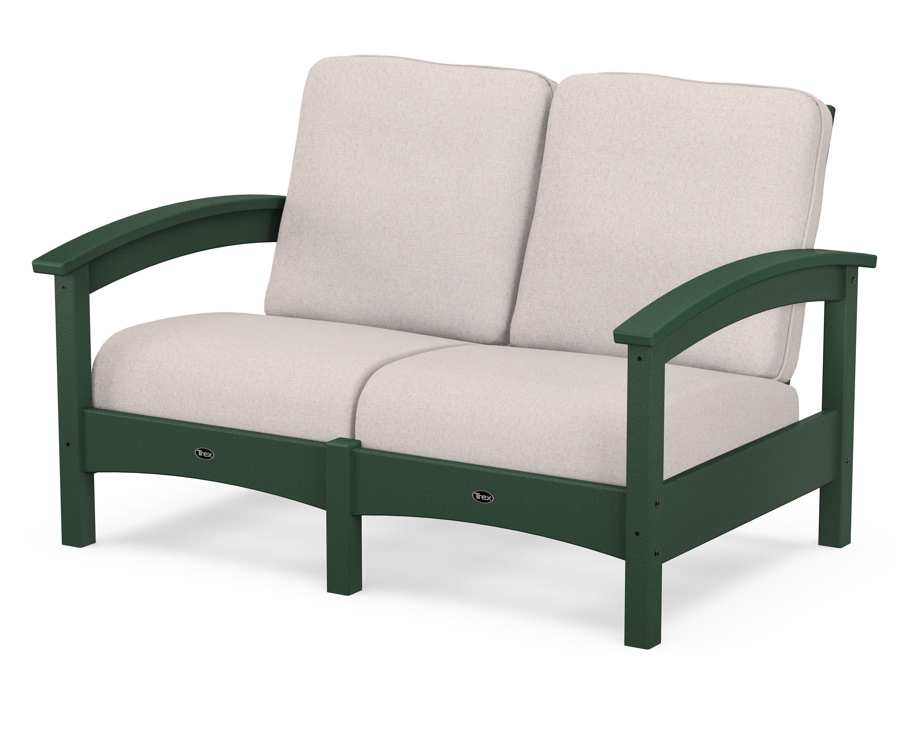 Rockport Club Loveseat in Rainforest Canopy / Dune Burlap