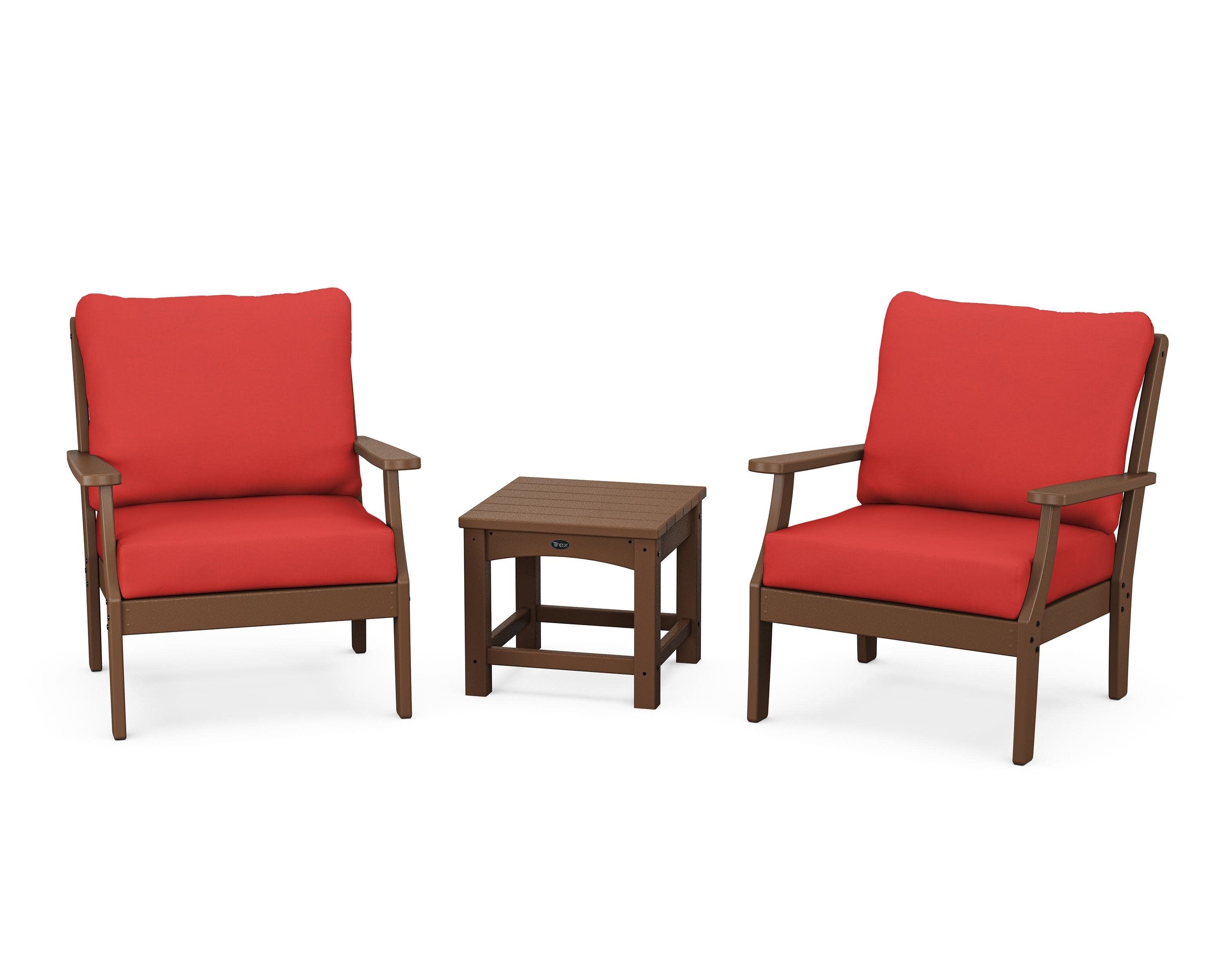 Yacht Club 3-Piece Deep Seating Set in Tree House / Crimson Linen
