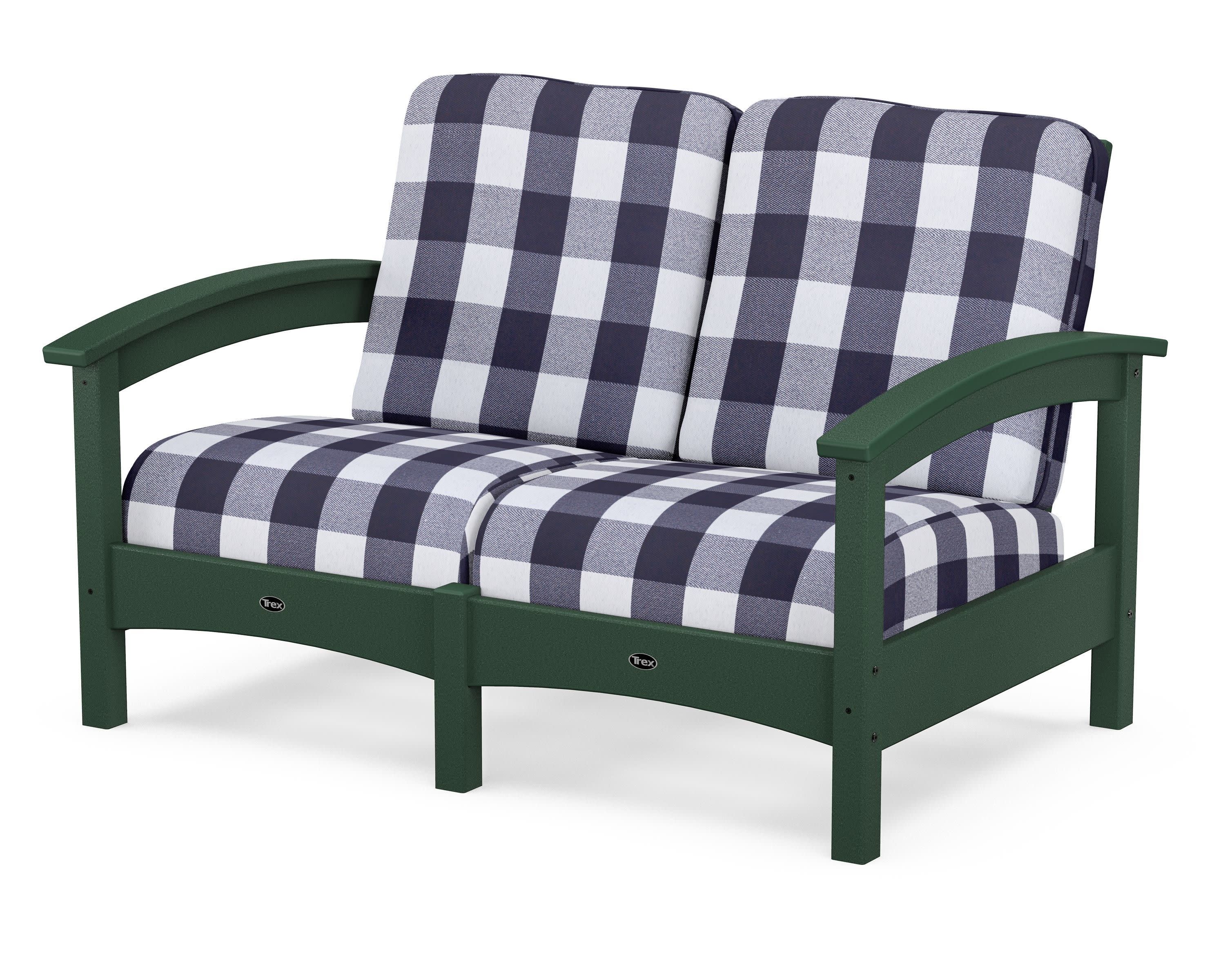 Rockport Club Loveseat in Rainforest Canopy / Buffalo Plaid Navy