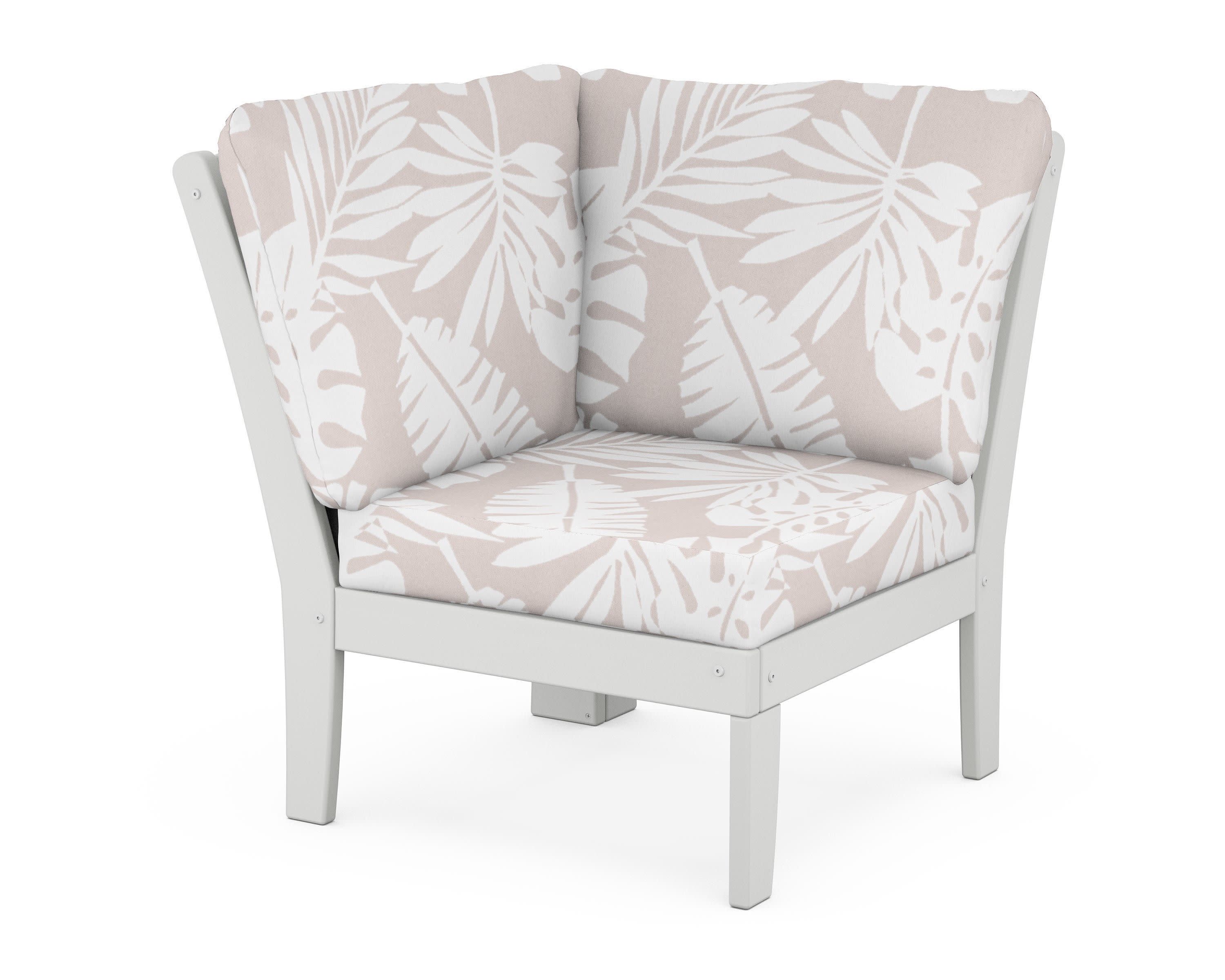 Yacht Club Modular Corner Chair in Classic White / Leaf Dune Burlap