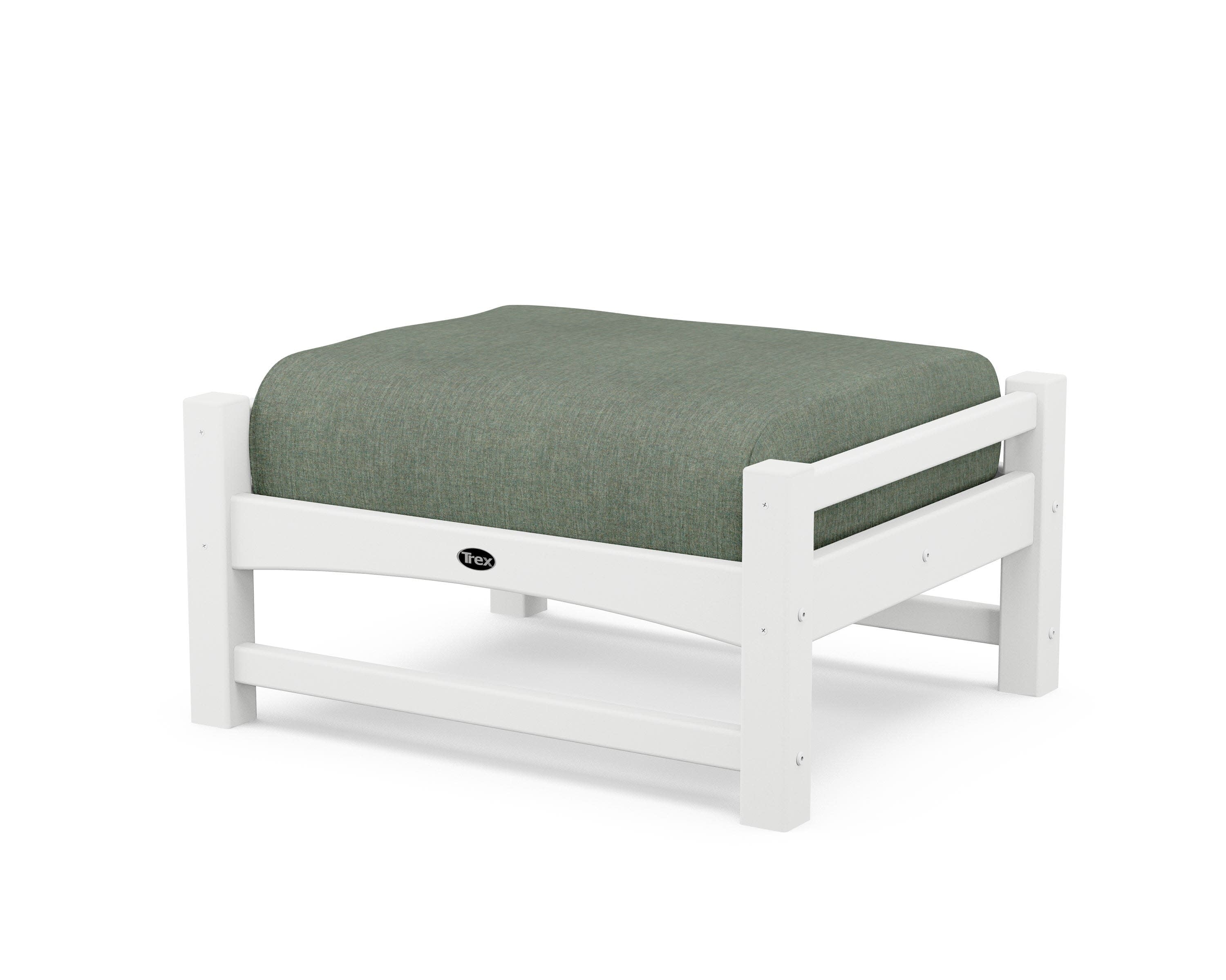 Rockport Club Ottoman in Classic White / Cast Sage