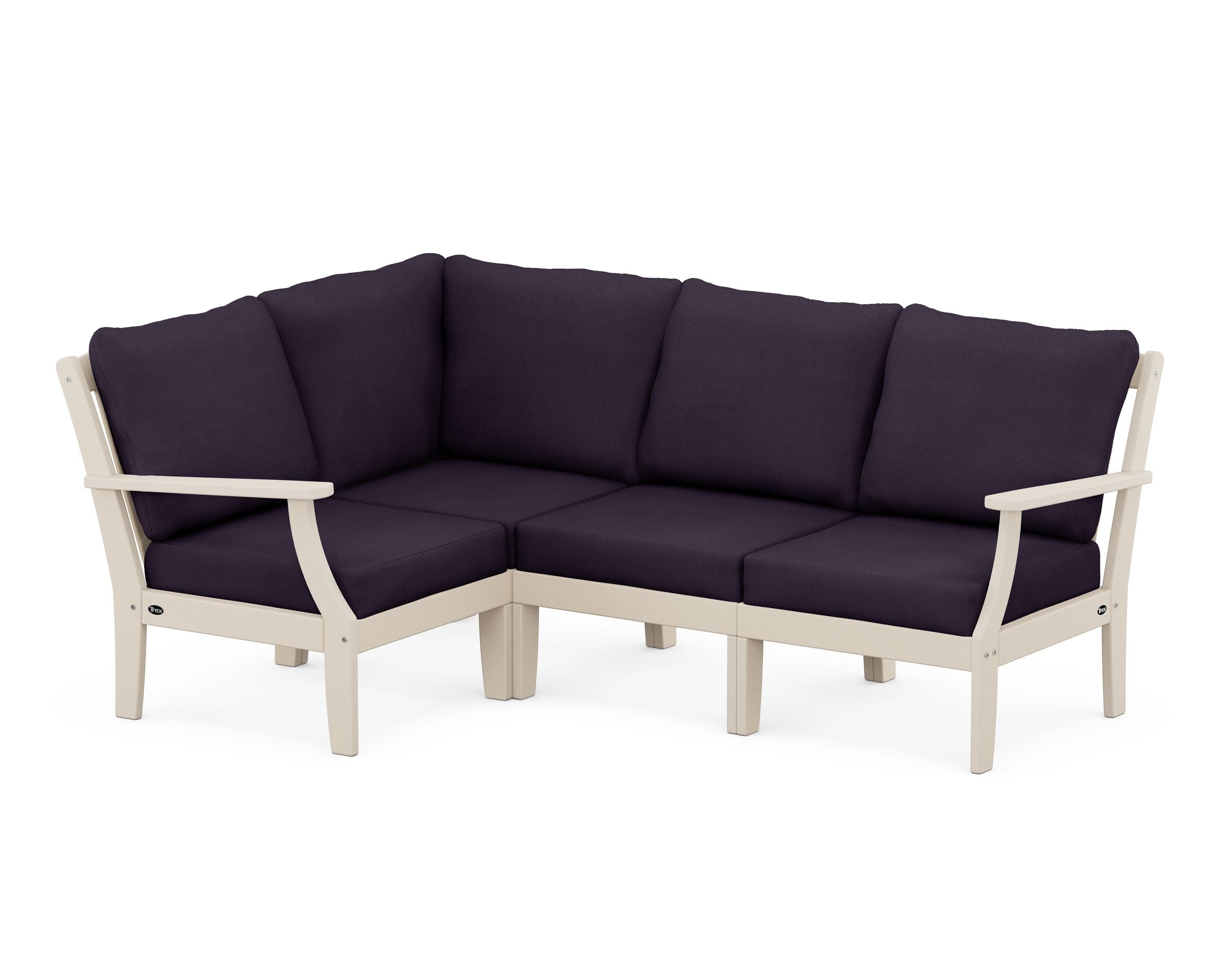 Yacht Club Modular 4-Piece Deep Seating Set in Sand Castle / Navy Linen