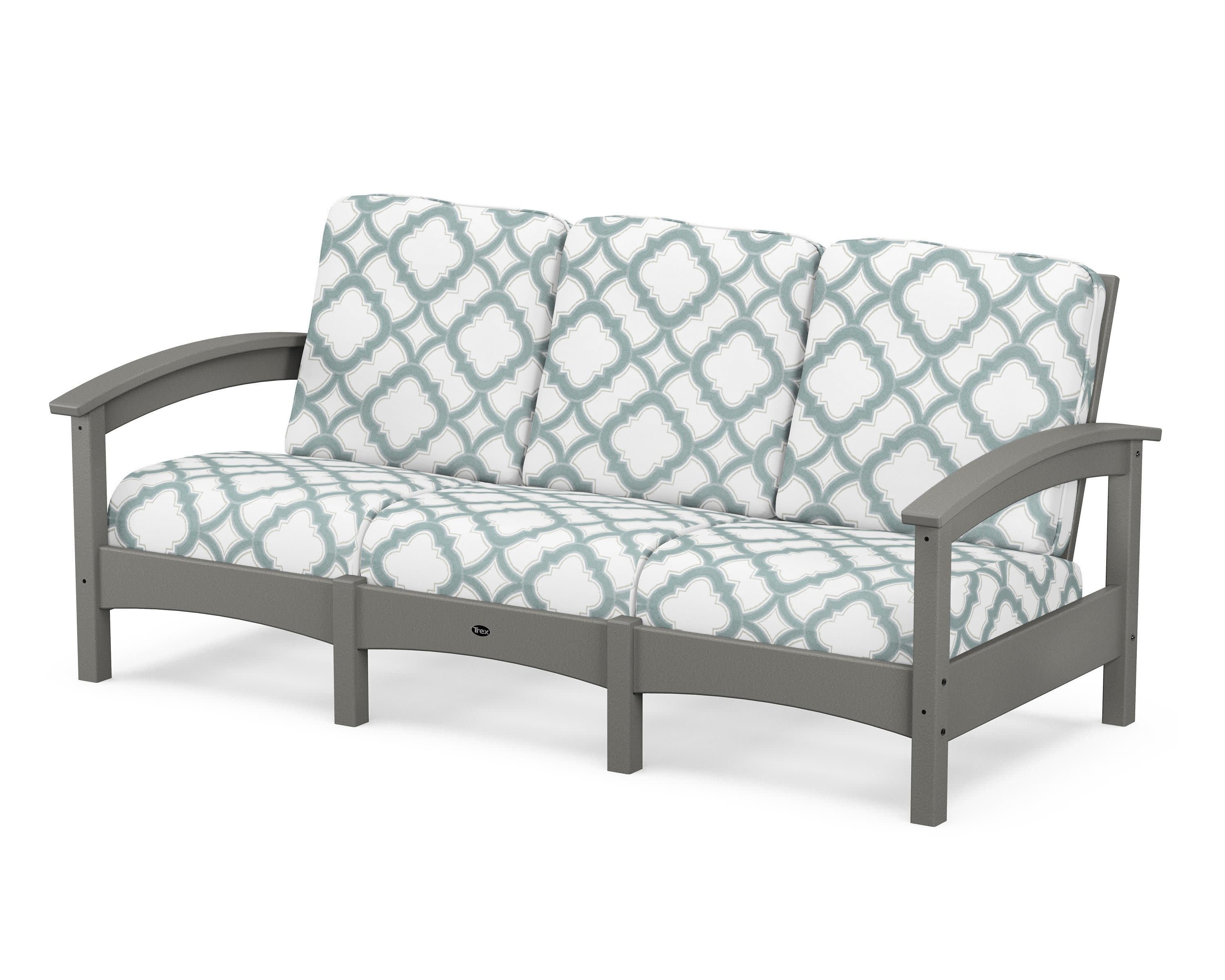 Rockport Club Sofa in Stepping Stone / Trellis Glacier Spa