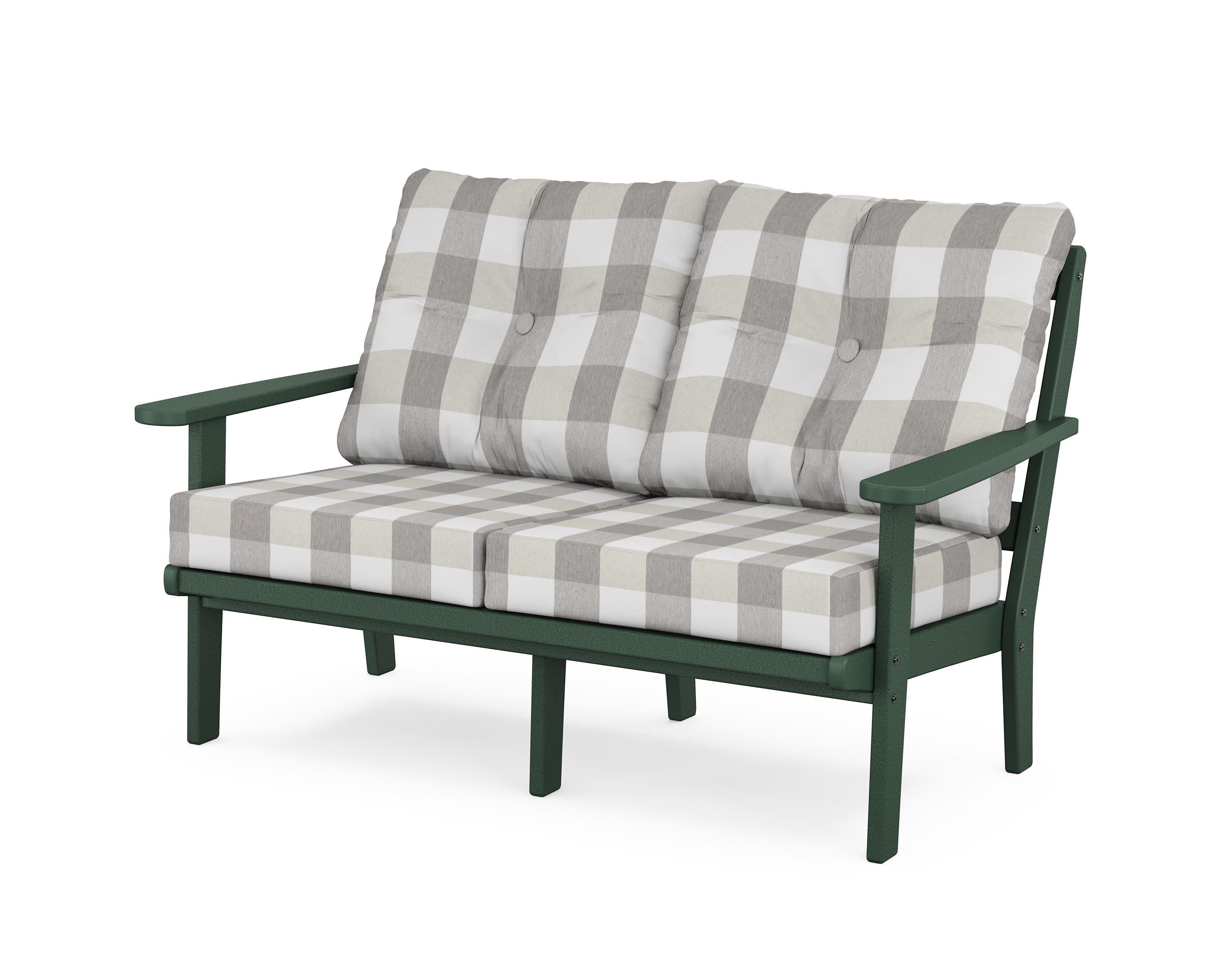 Cape Cod Deep Seating Loveseat in Rainforest Canopy / Buffalo Plaid Grey Mist
