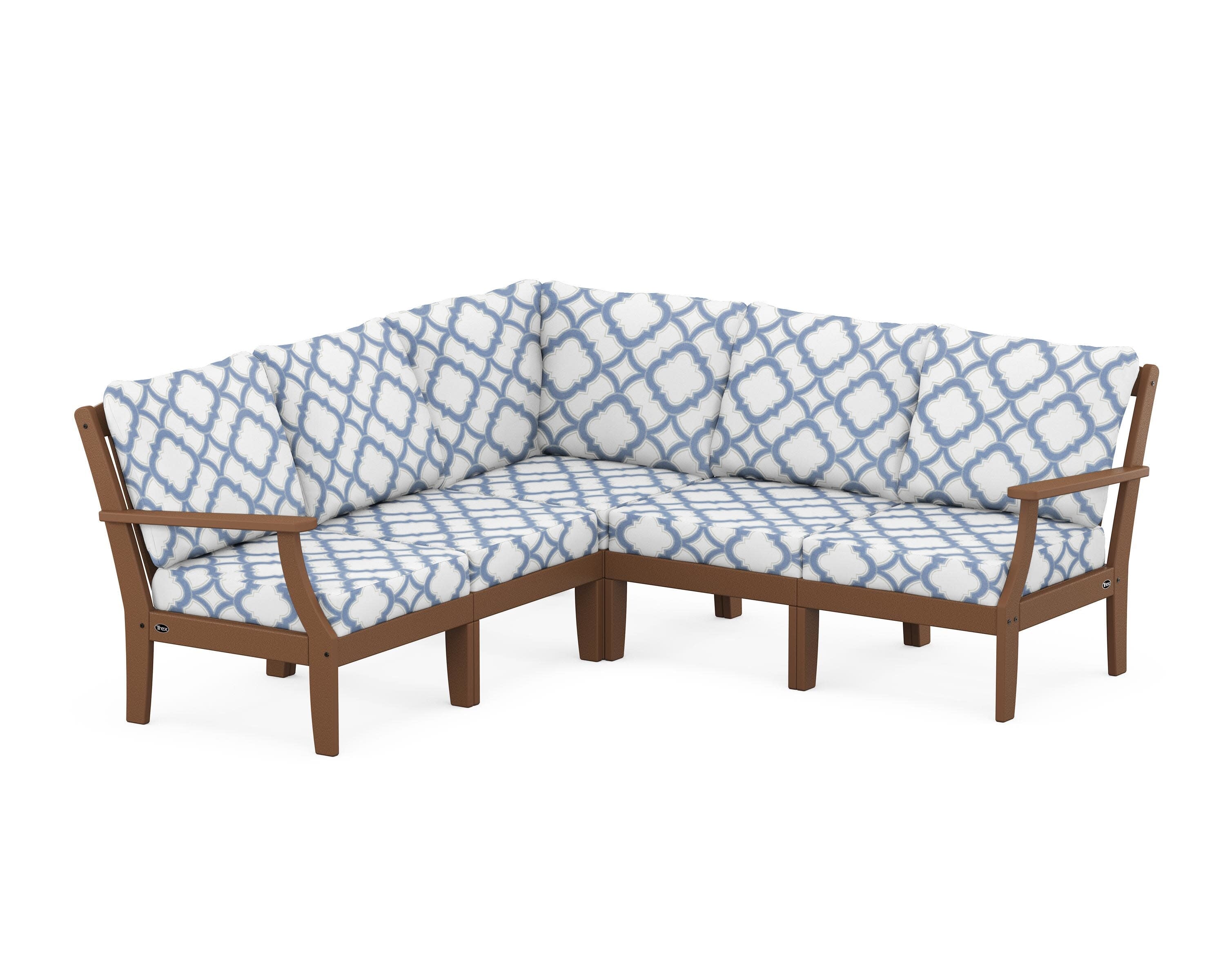 Yacht Club Modular 5-Piece Deep Seating Set in Tree House / Trellis Sky Blue