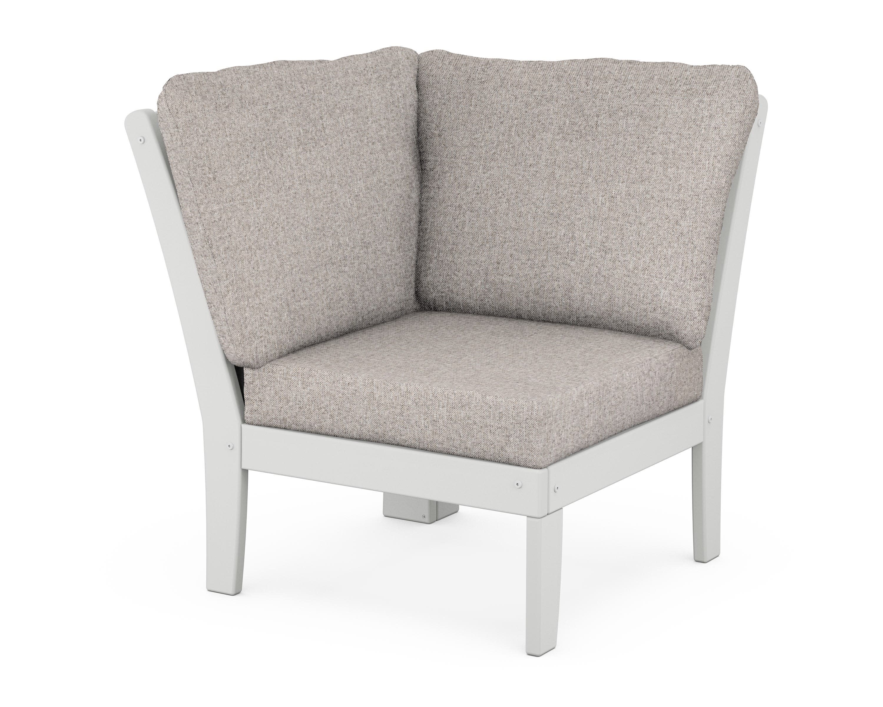 Yacht Club Modular Corner Chair in Classic White / Weathered Tweed
