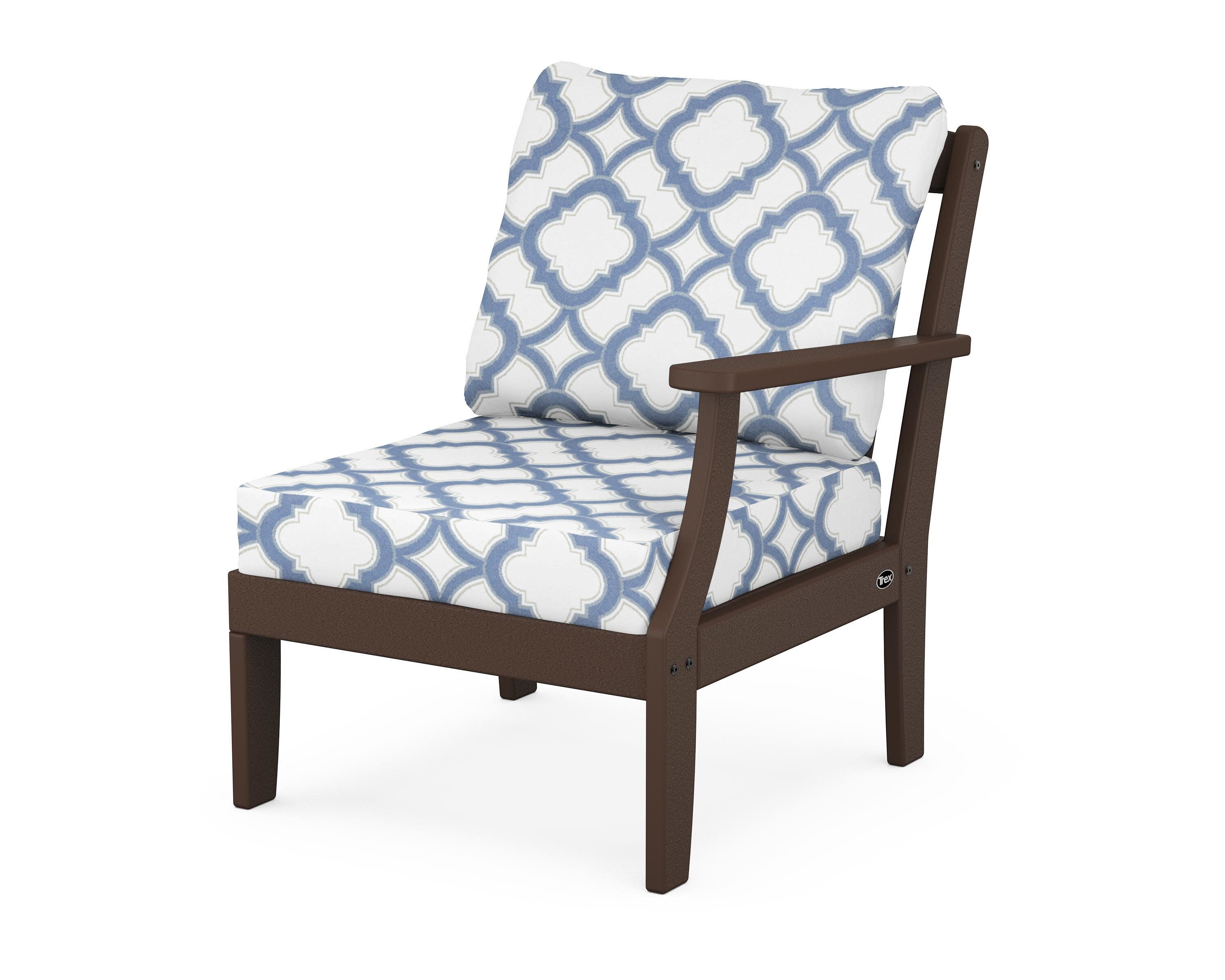 Yacht Club Modular Right Arm Chair in Vintage Lantern / Trellis Sky Blue