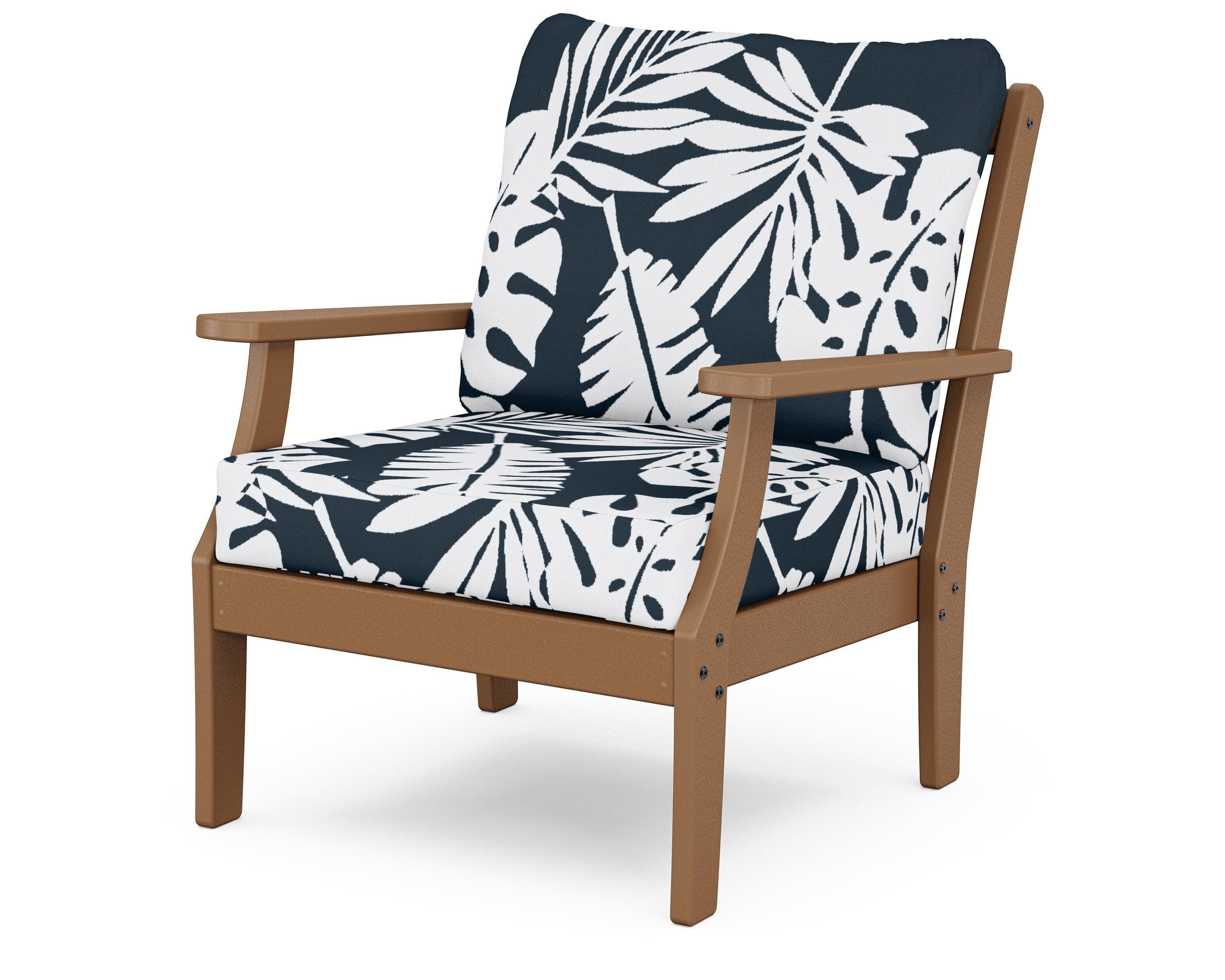 Yacht Club Deep Seating Chair in Tree House / Leaf Marine Indigo