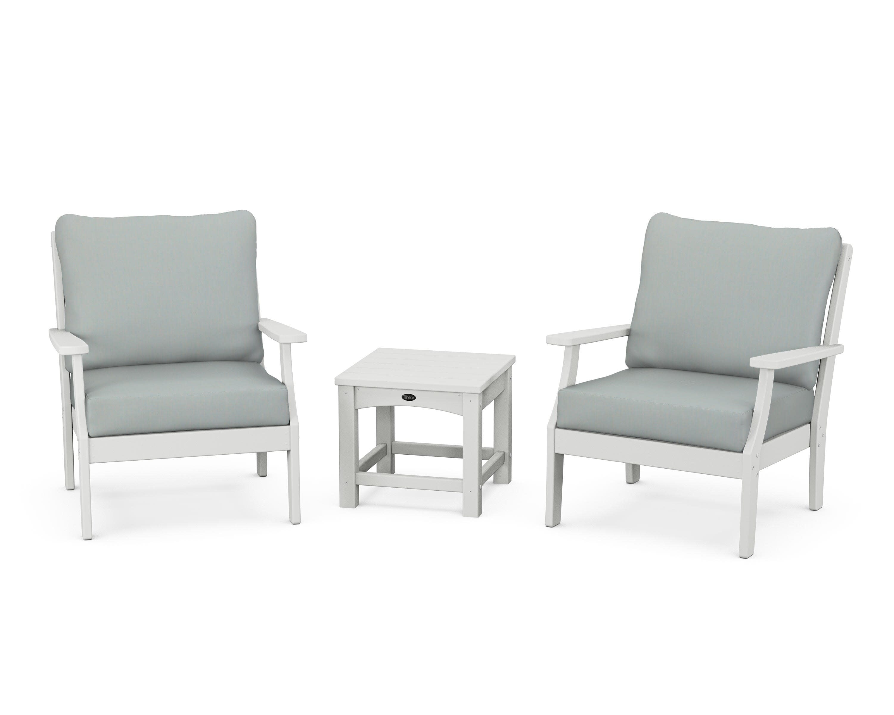 Yacht Club 3-Piece Deep Seating Set in Classic White / Spa
