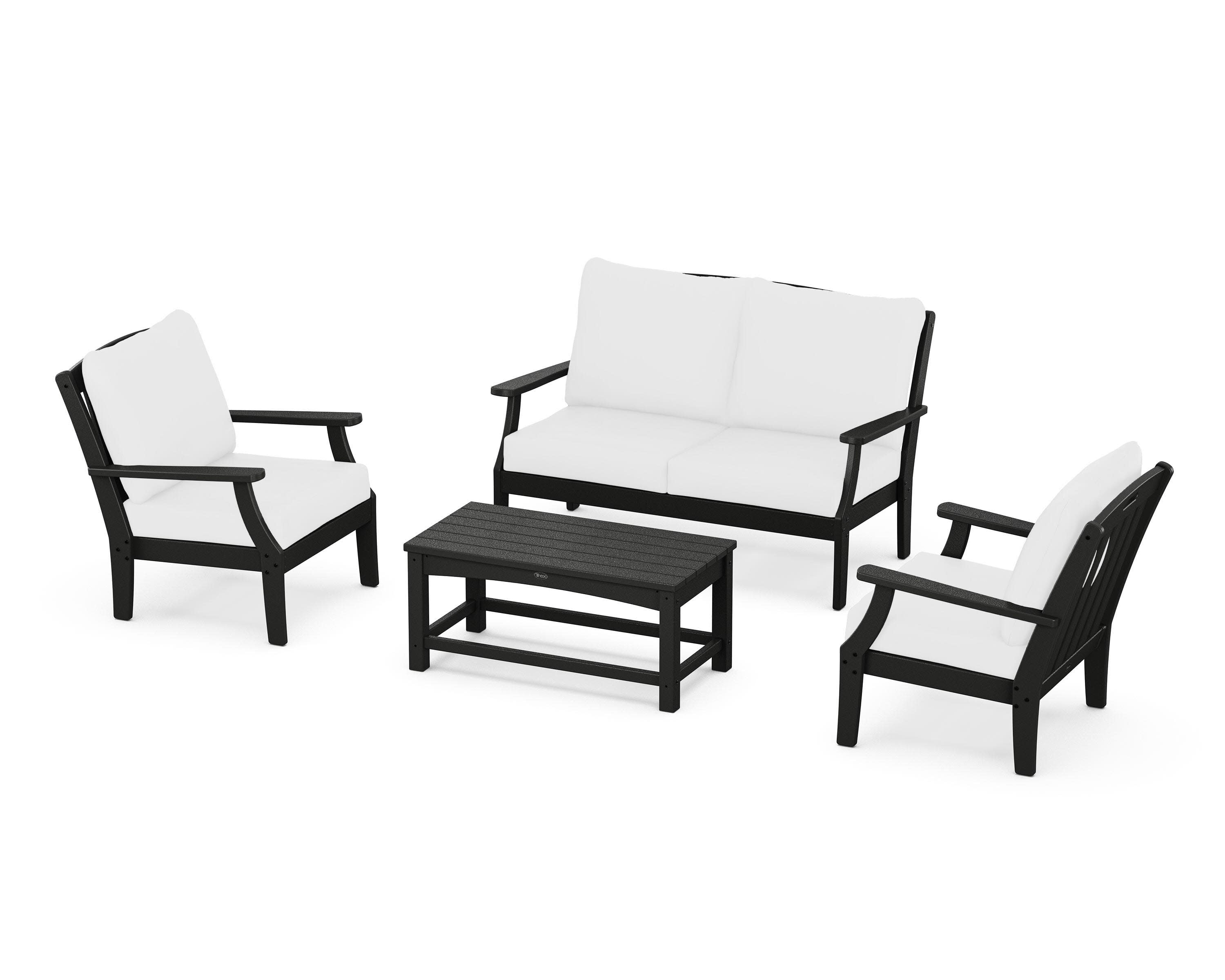 Yacht Club 4-Piece Deep Seating Chair Set in Charcoal Black / Natural