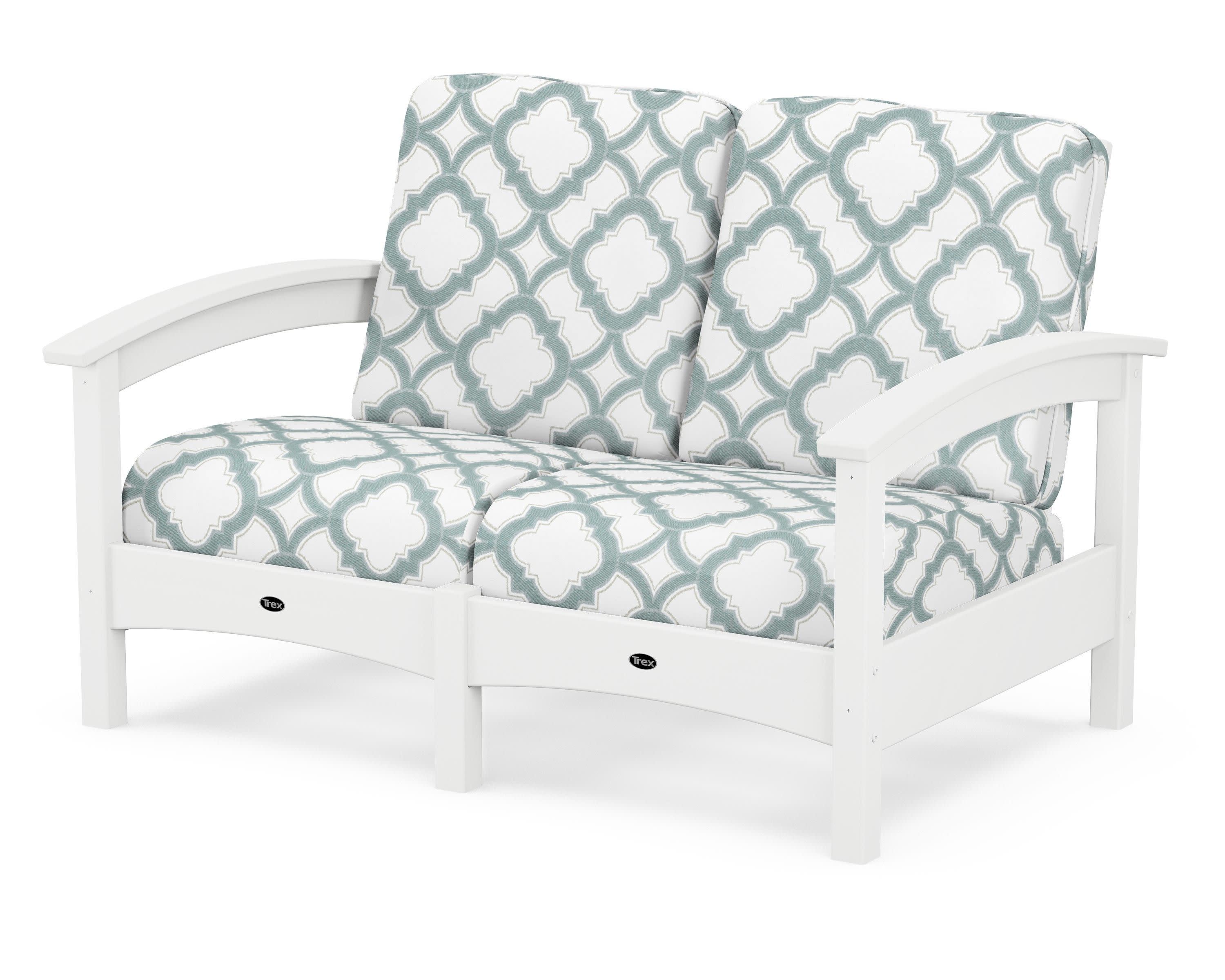 Rockport Club Loveseat in Classic White / Trellis Glacier Spa