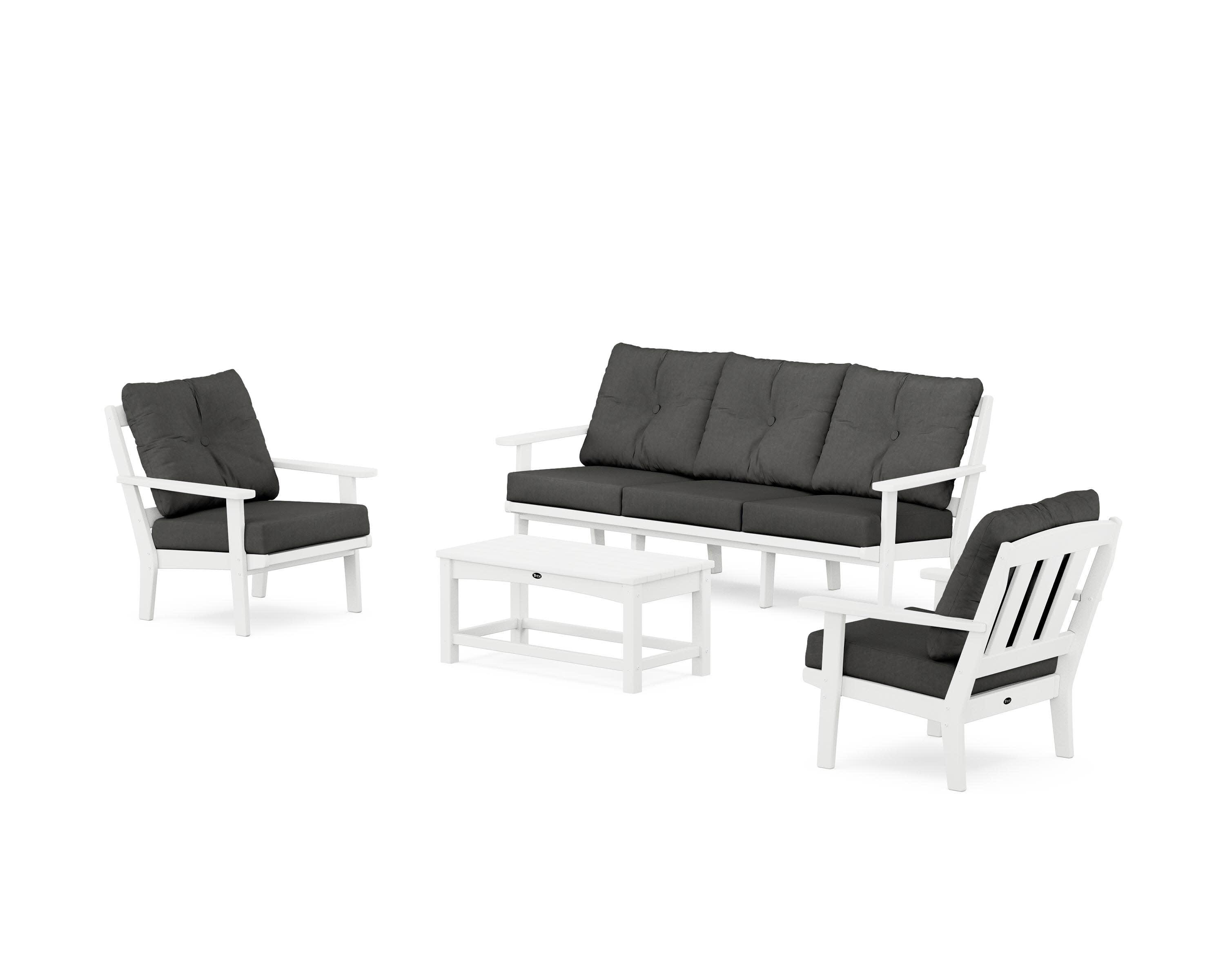 Cape Cod 4-Piece Deep Seating Set with Sofa in Classic White / Spectrum Carbon