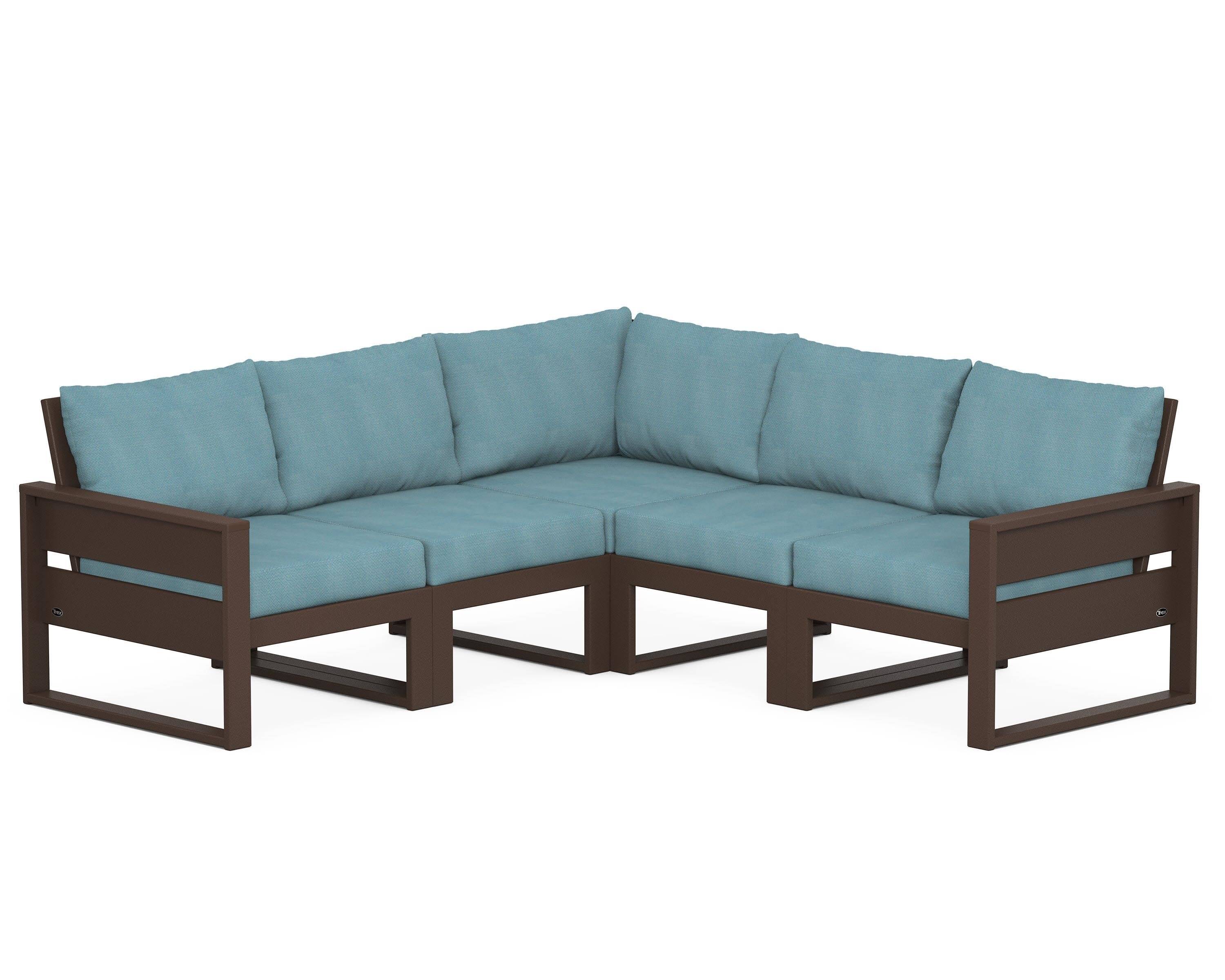 Eastport 5-Piece Sectional in Vintage Lantern / Lattice Sky Blue